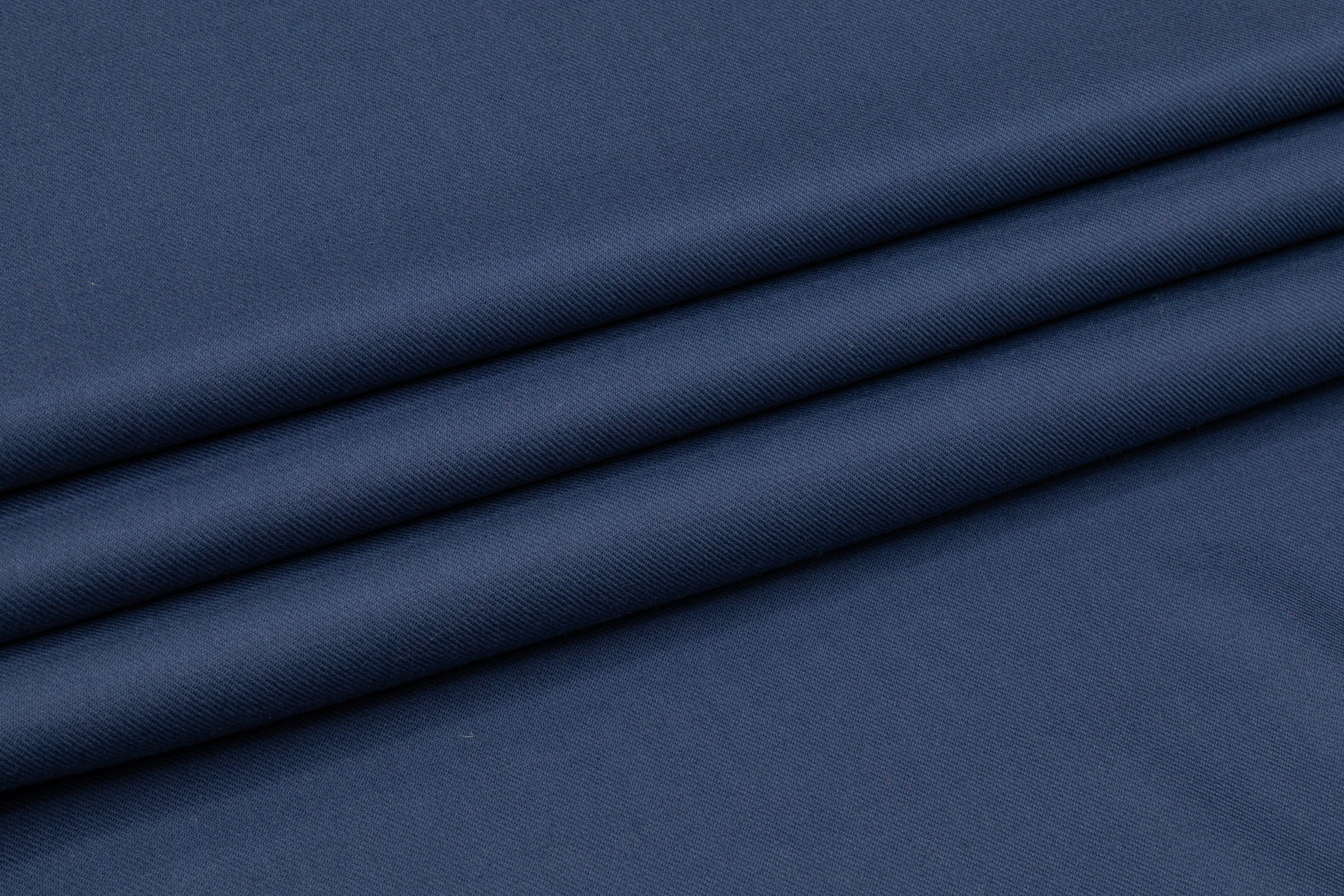 Solid Italian Wool Twill Suiting - Blue