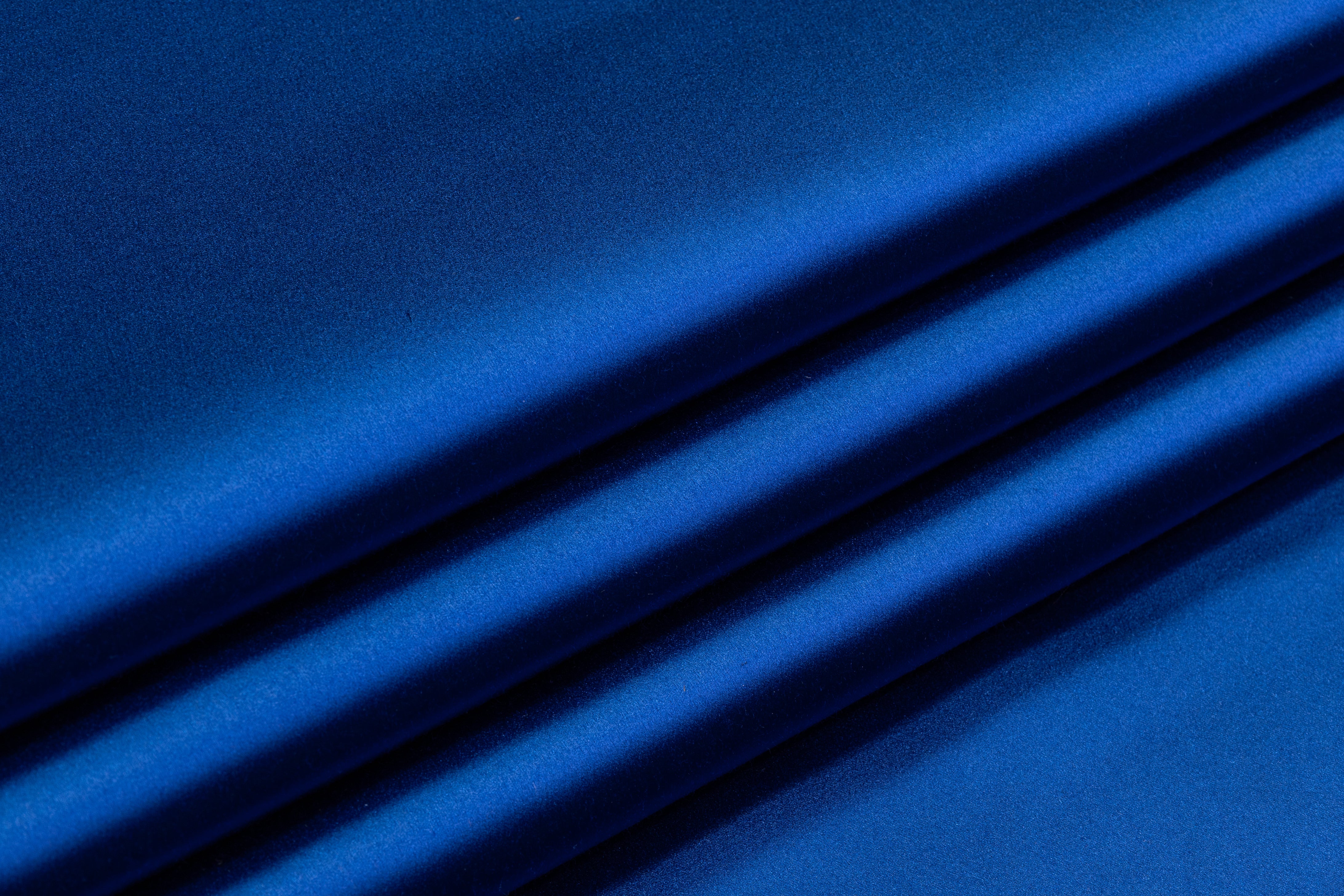 Italian Cotton Backed Silk Viscose Satin - Blue