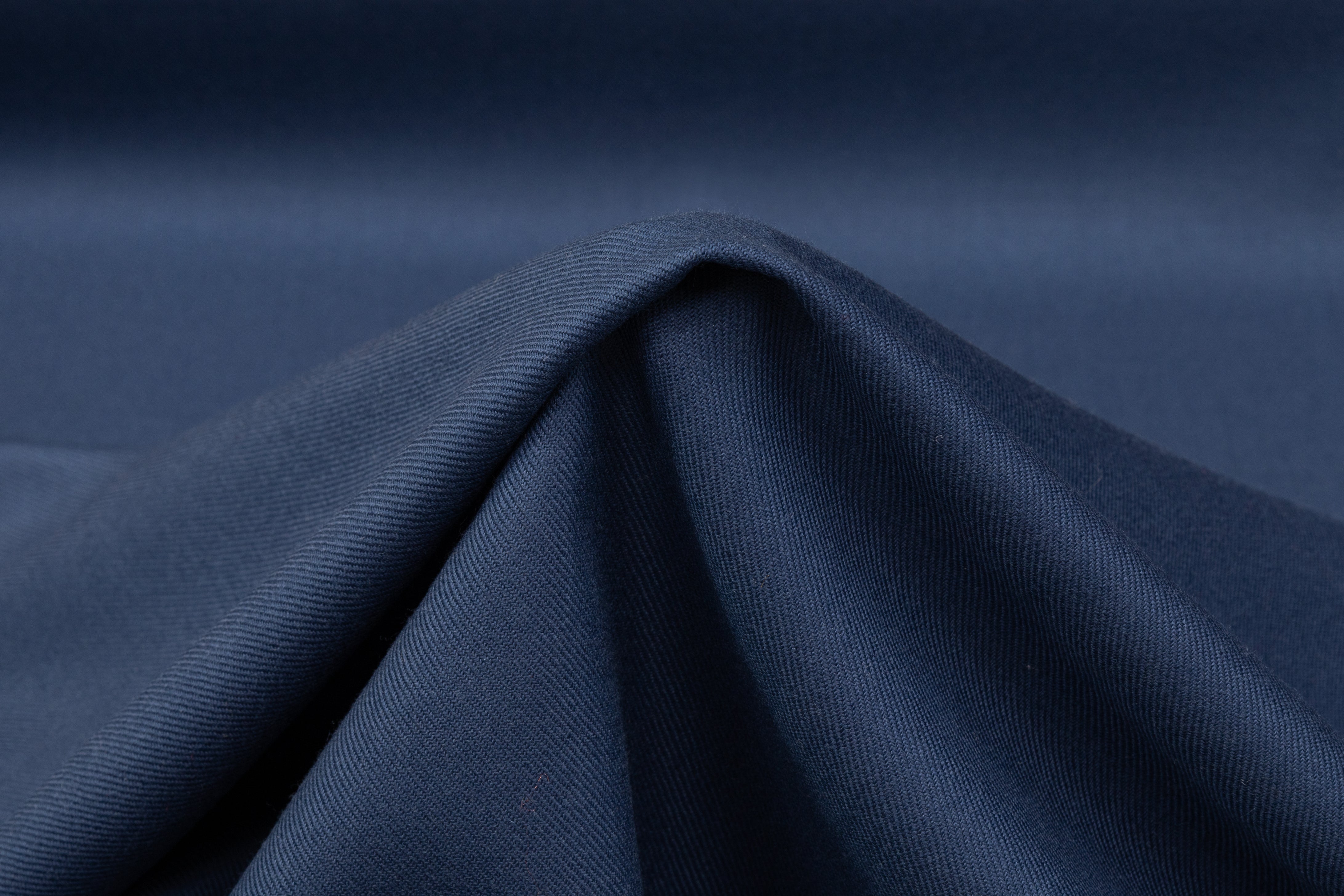 Solid Italian Wool Twill Suiting - Blue