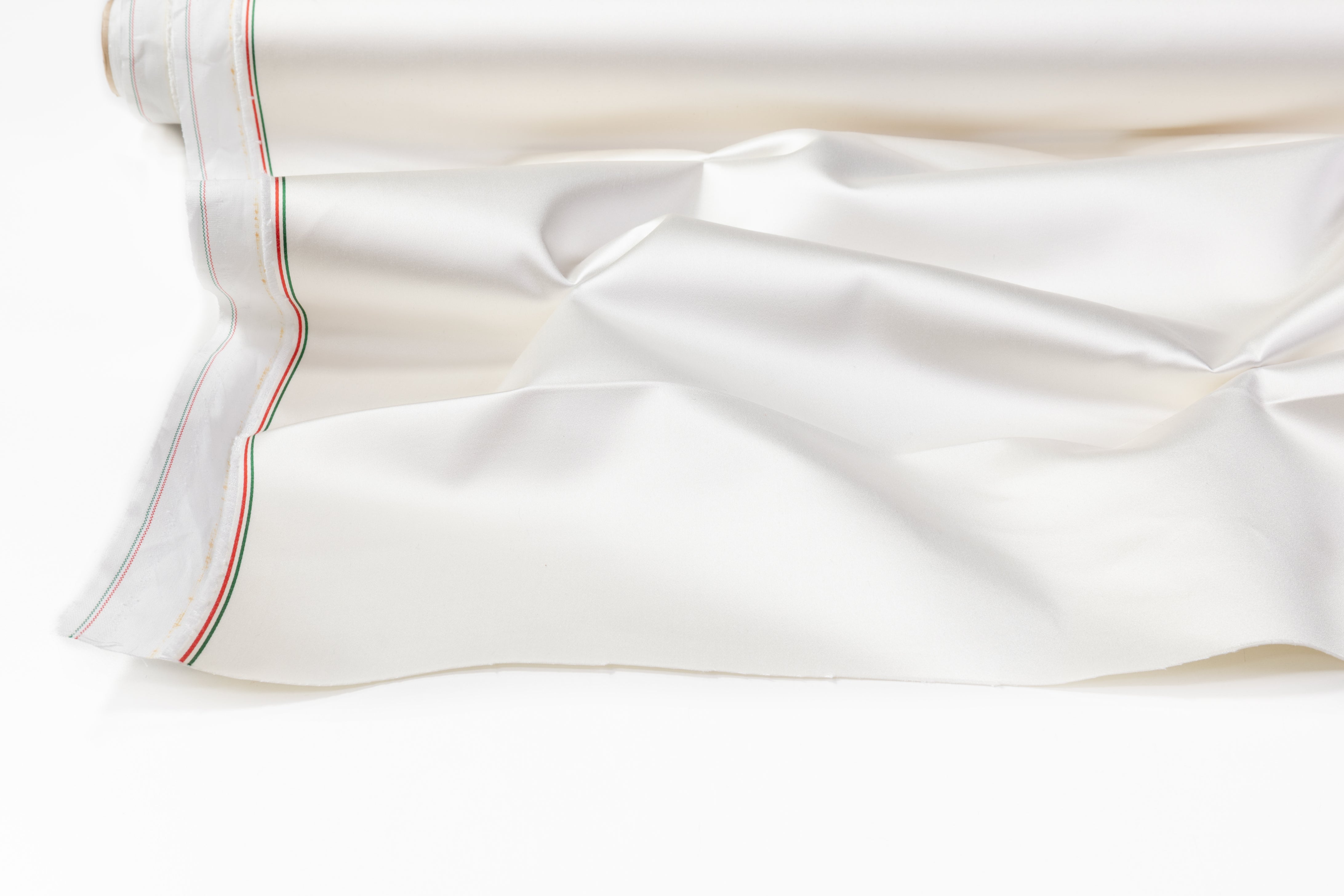 Italian Cotton Backed Silk Viscose Satin - Off White