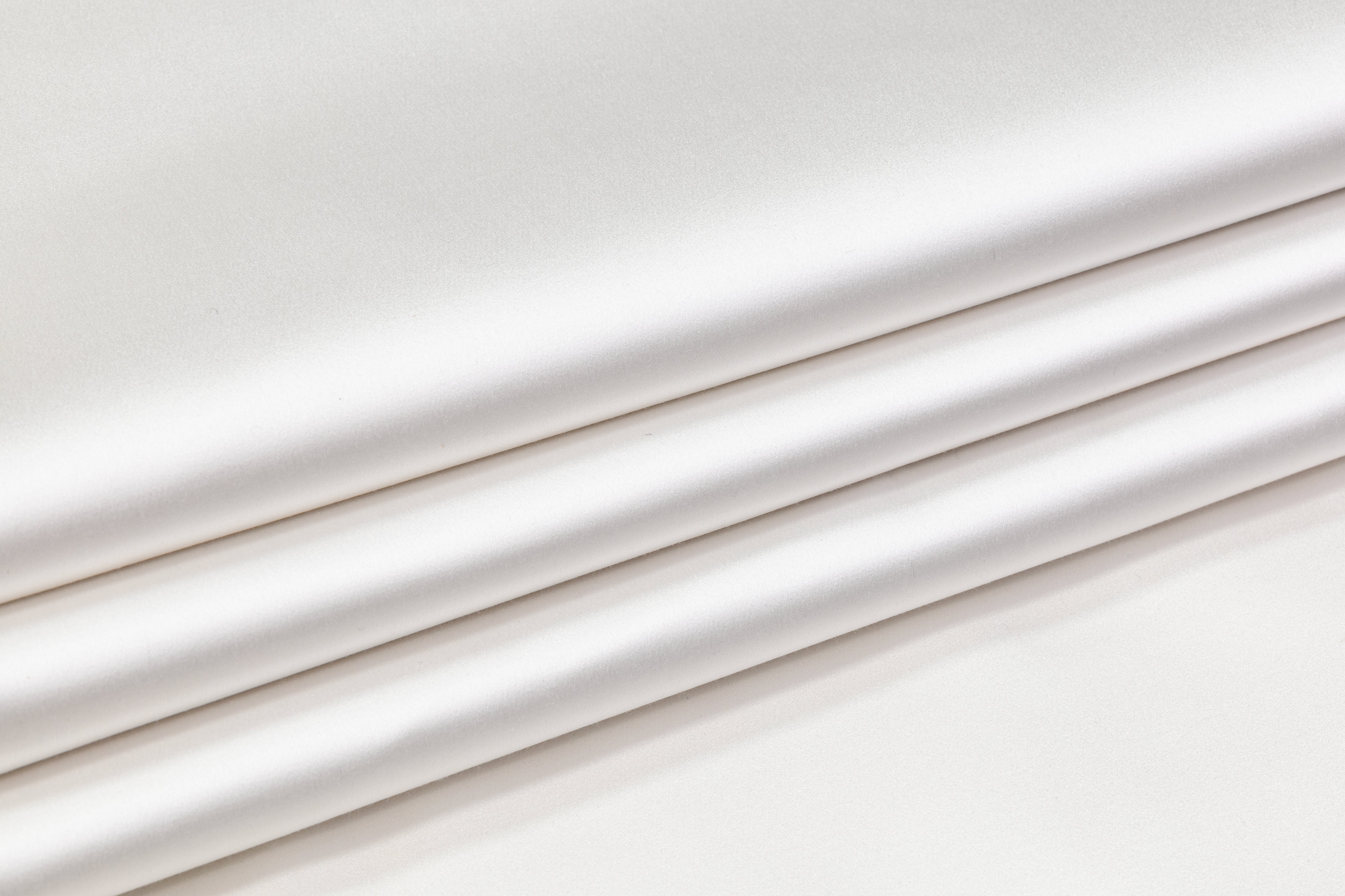 Italian Cotton Backed Silk Viscose Satin - Off White