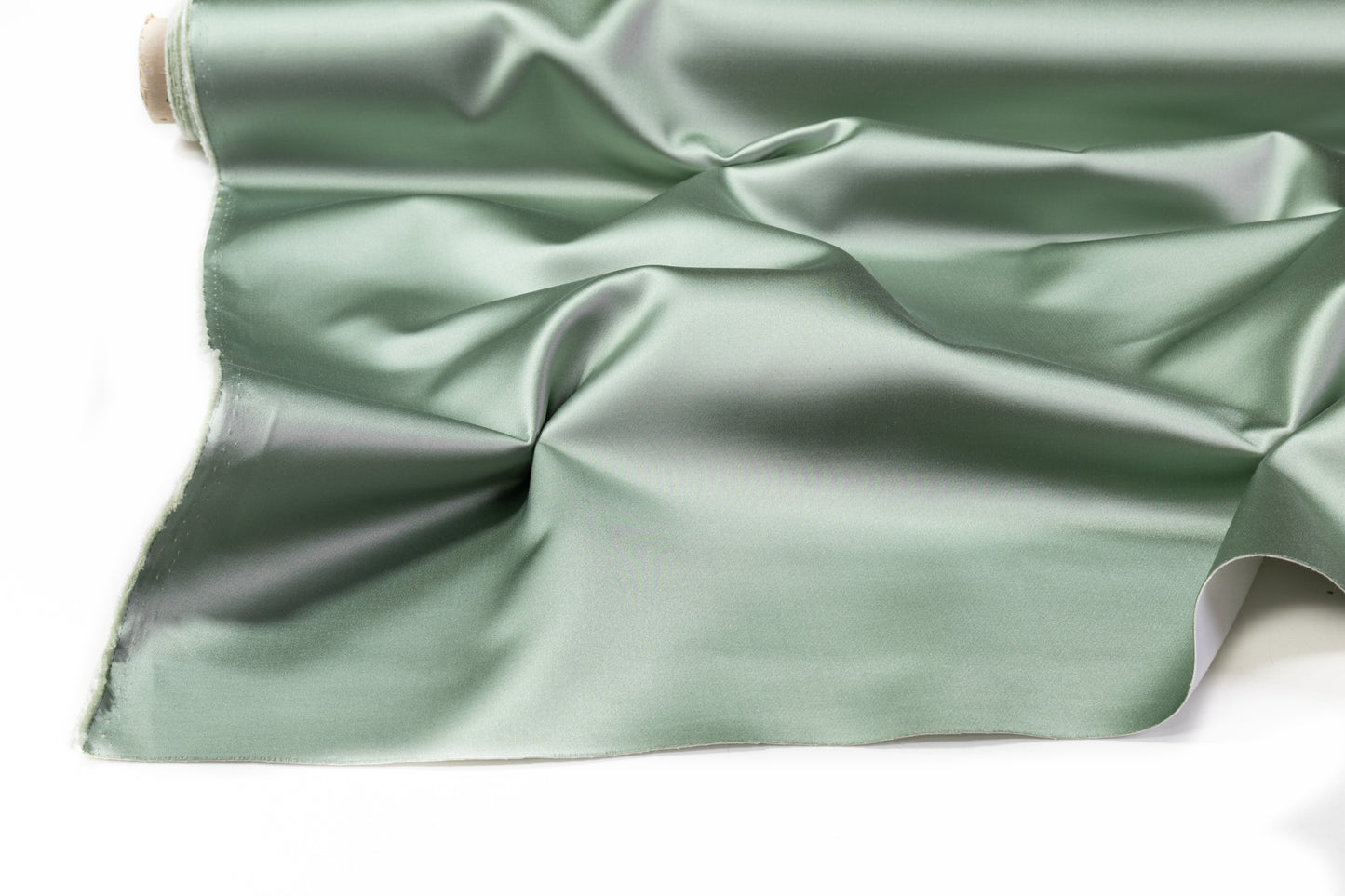Italian Cotton Backed Silk Viscose Satin - Sage Green
