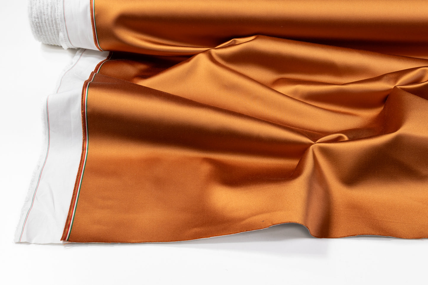 Italian Cotton Backed Silk Viscose Satin - Rust
