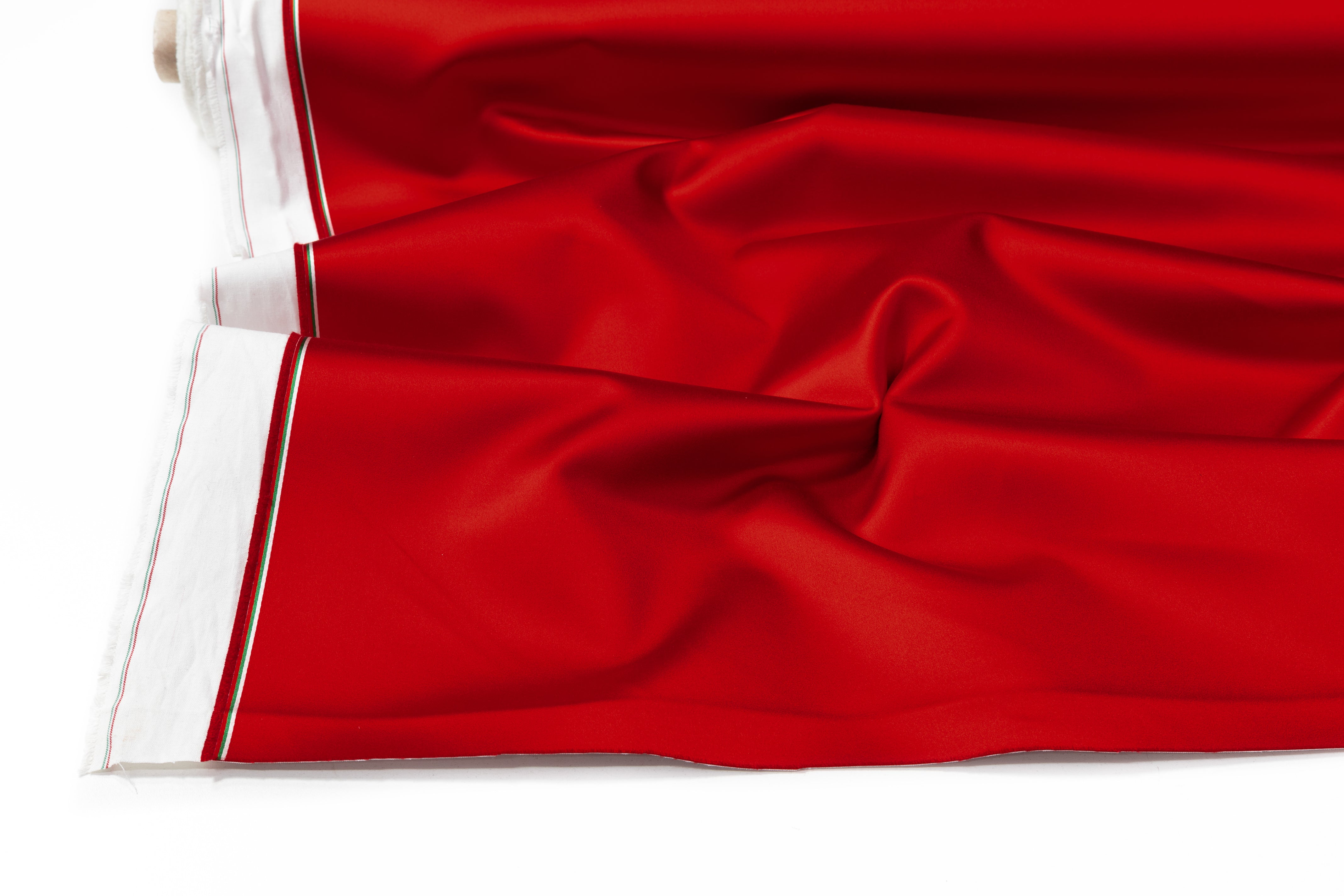 Italian Cotton Backed Silk Viscose Satin - Red