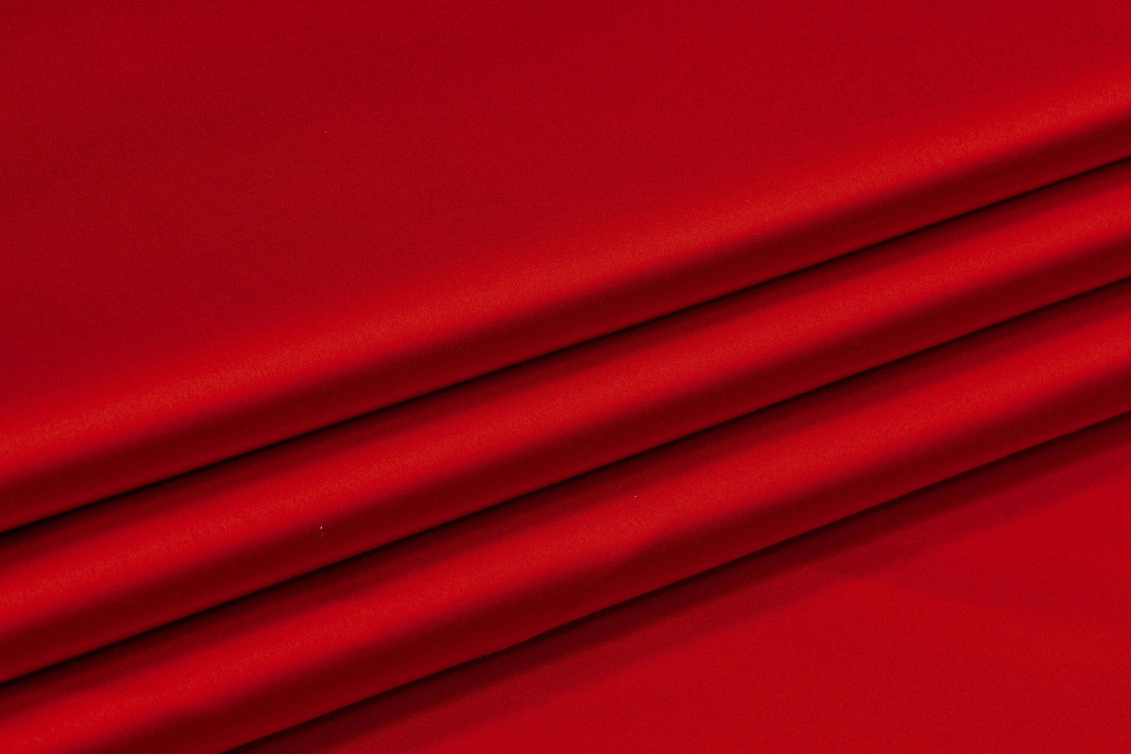 Italian Cotton Backed Silk Viscose Satin - Red