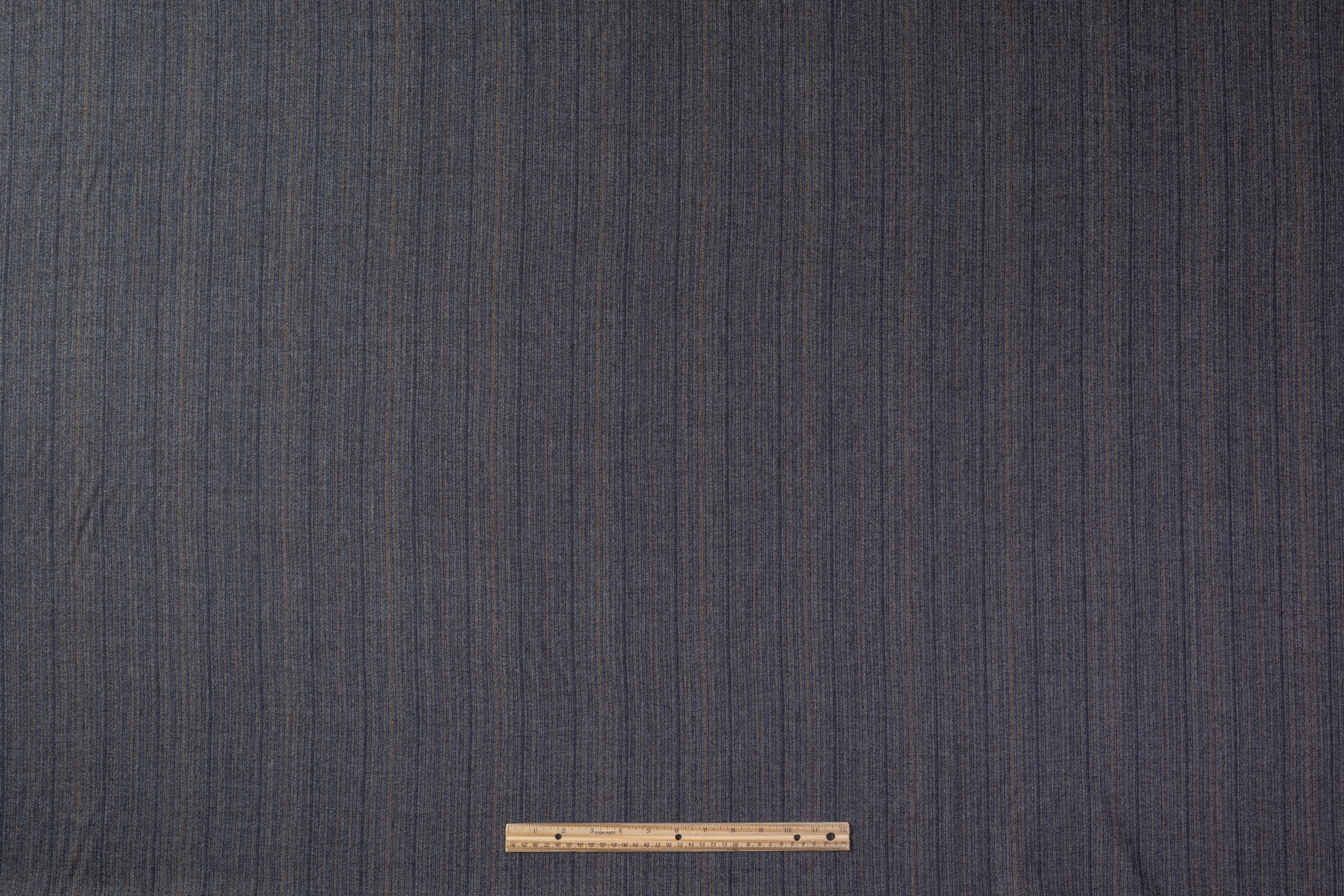 Striped Italian Wool Flannel Suiting - Gray / Blue