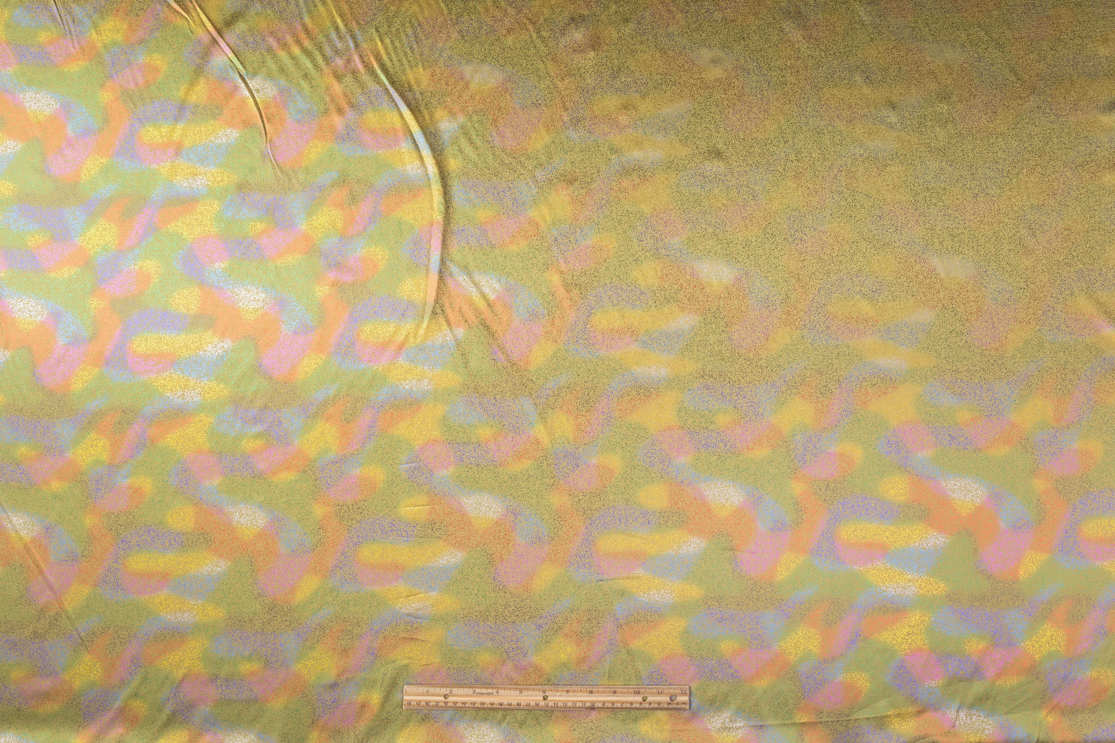 Abstract Laminated Italian Silk Charmeuse - Brass / Multicolor