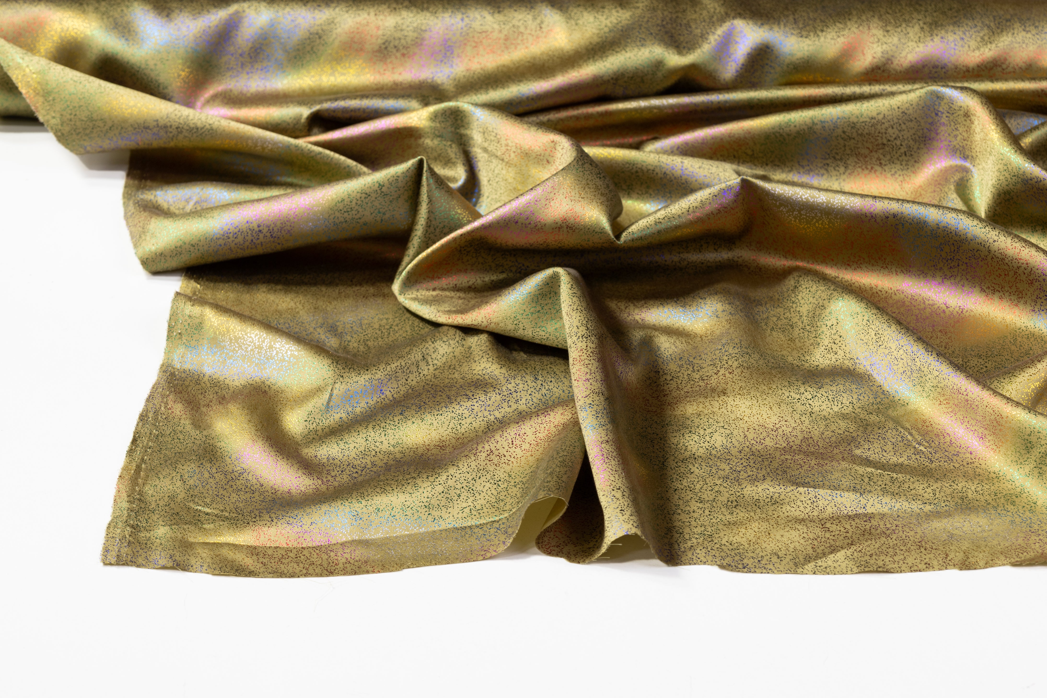 Abstract Laminated Italian Silk Charmeuse - Brass / Multicolor