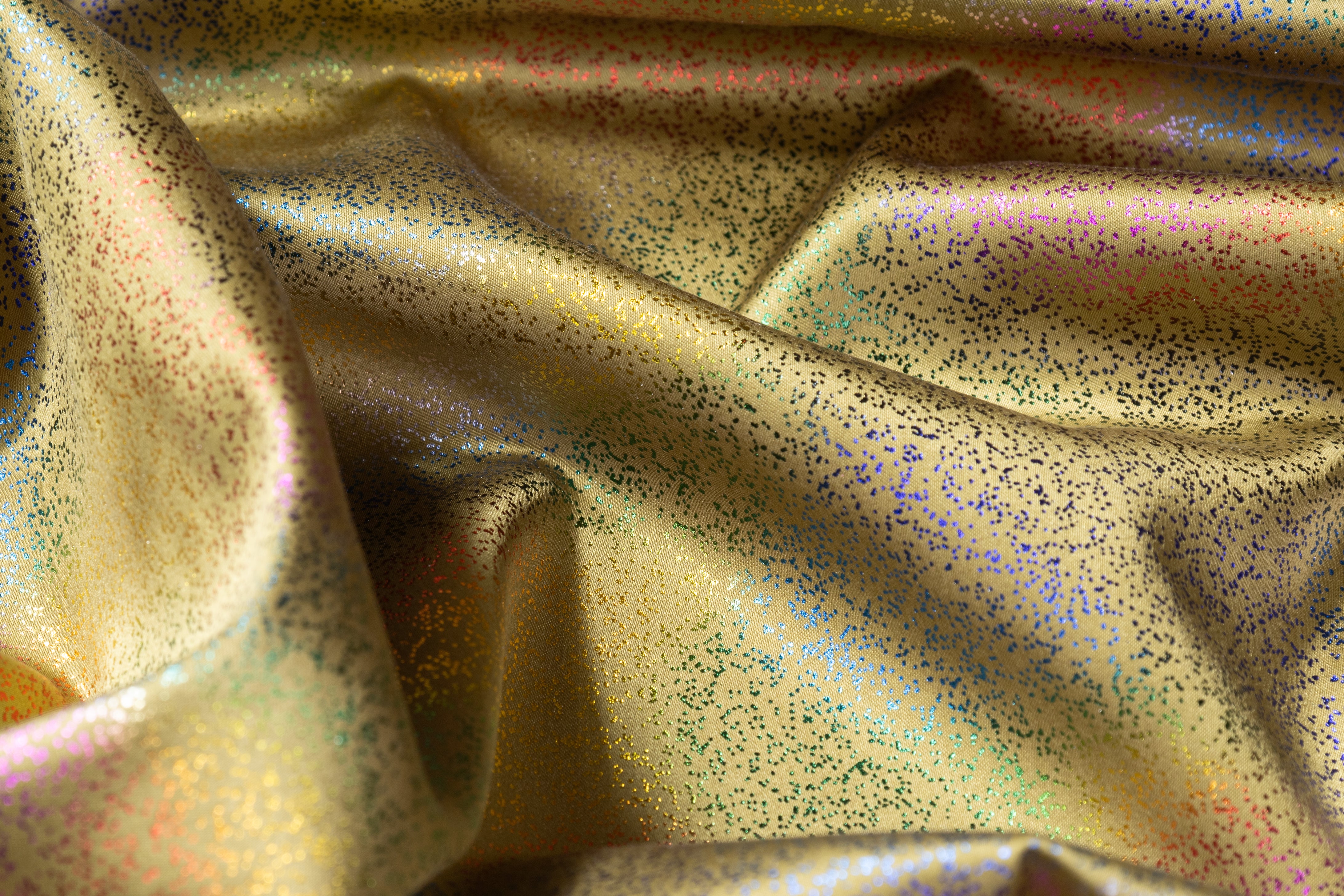 Abstract Laminated Italian Silk Charmeuse - Brass / Multicolor