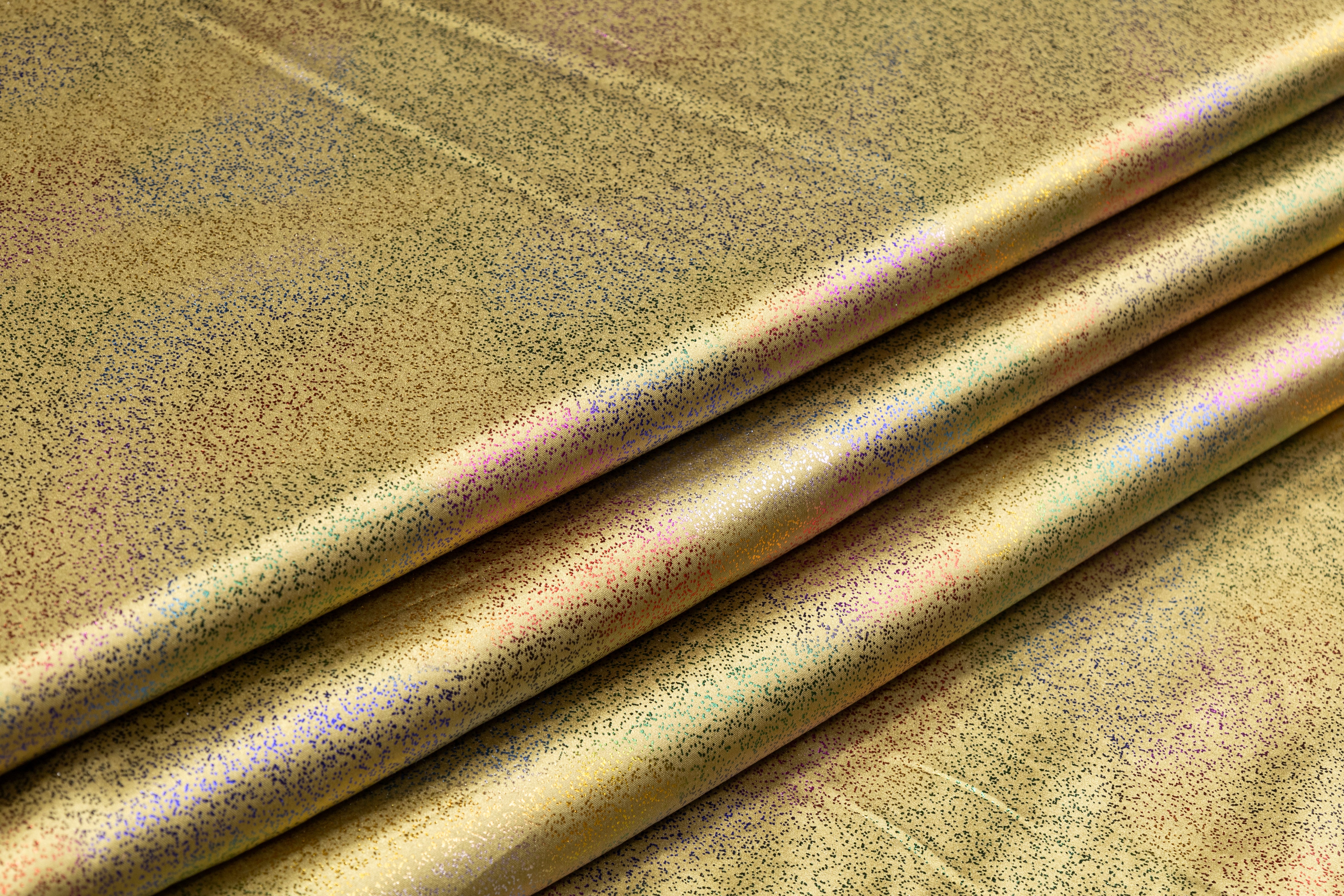 Abstract Laminated Italian Silk Charmeuse - Brass / Multicolor
