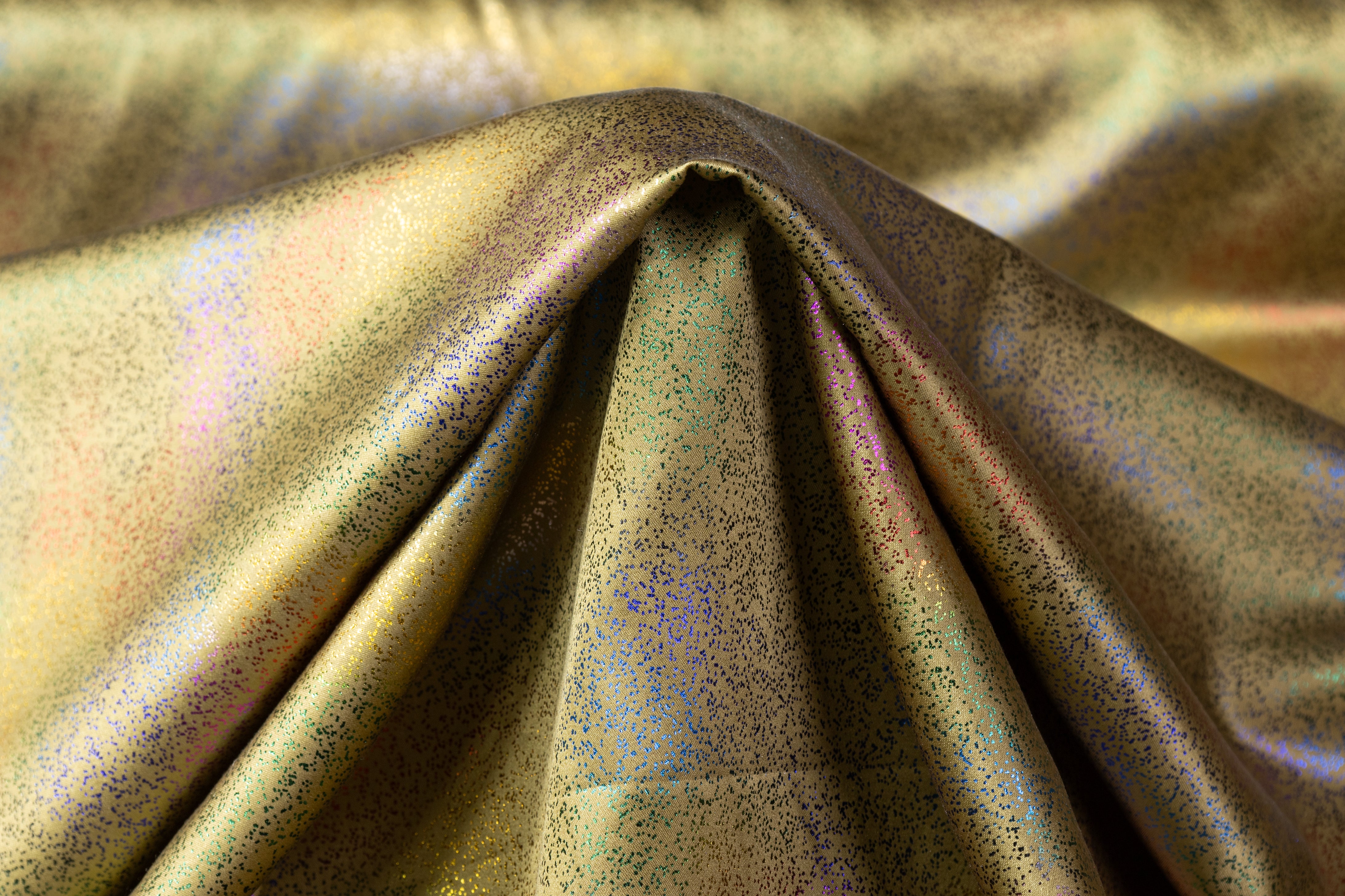 Abstract Laminated Italian Silk Charmeuse - Brass / Multicolor