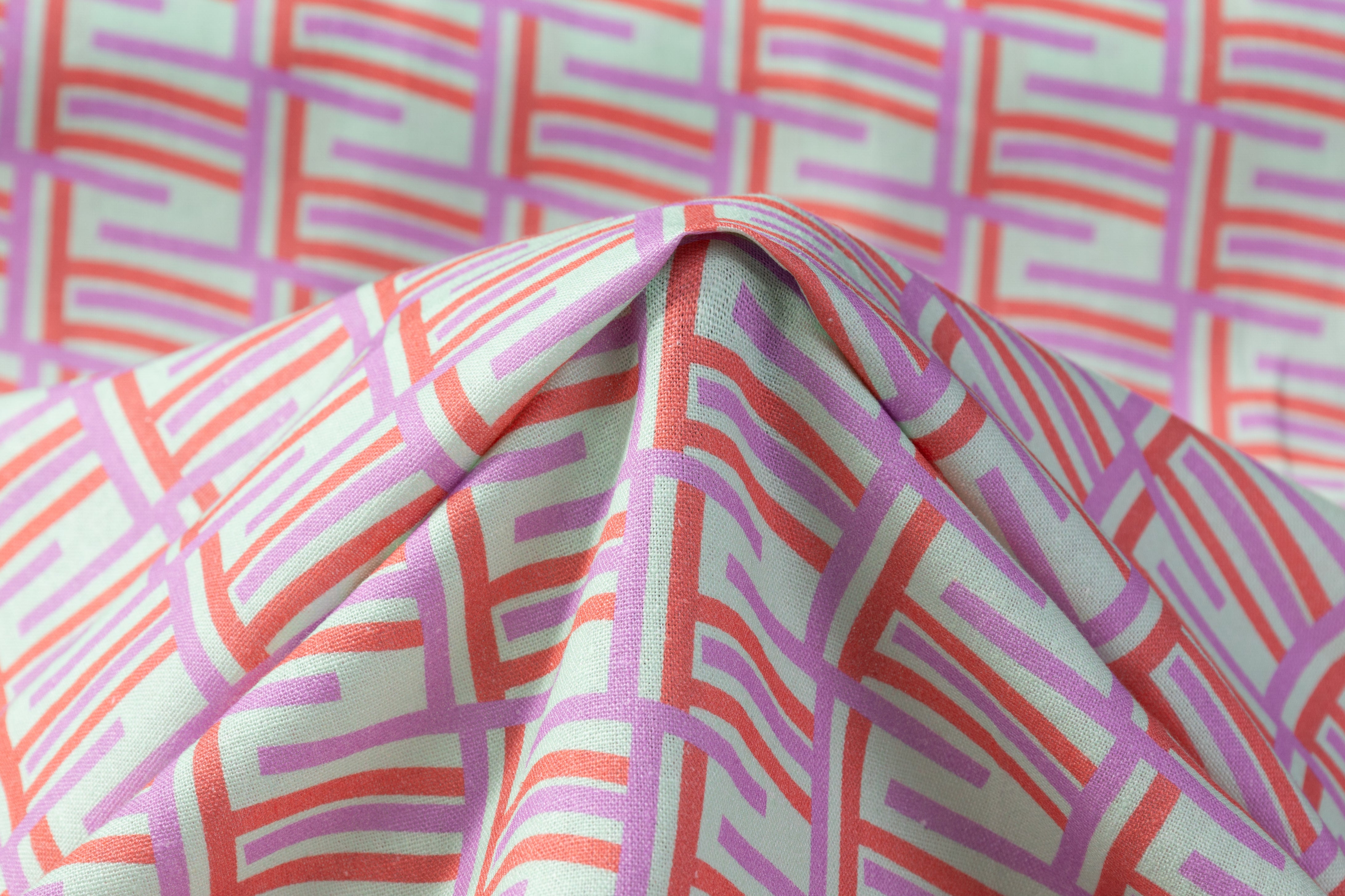Geometric Italian Linen - Green / Purple / Red