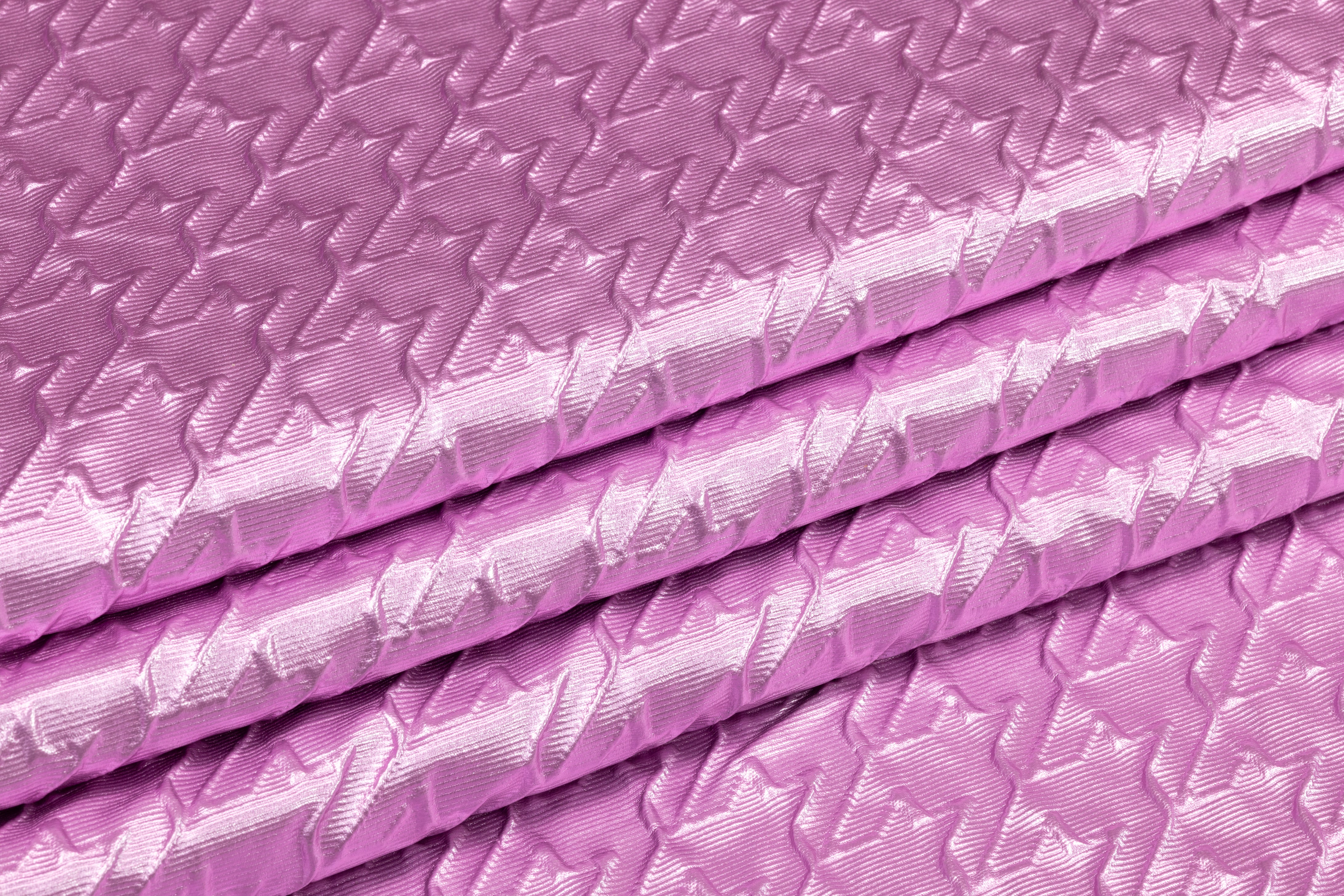 Laminated Italian Houndstooth Brocade - Pink