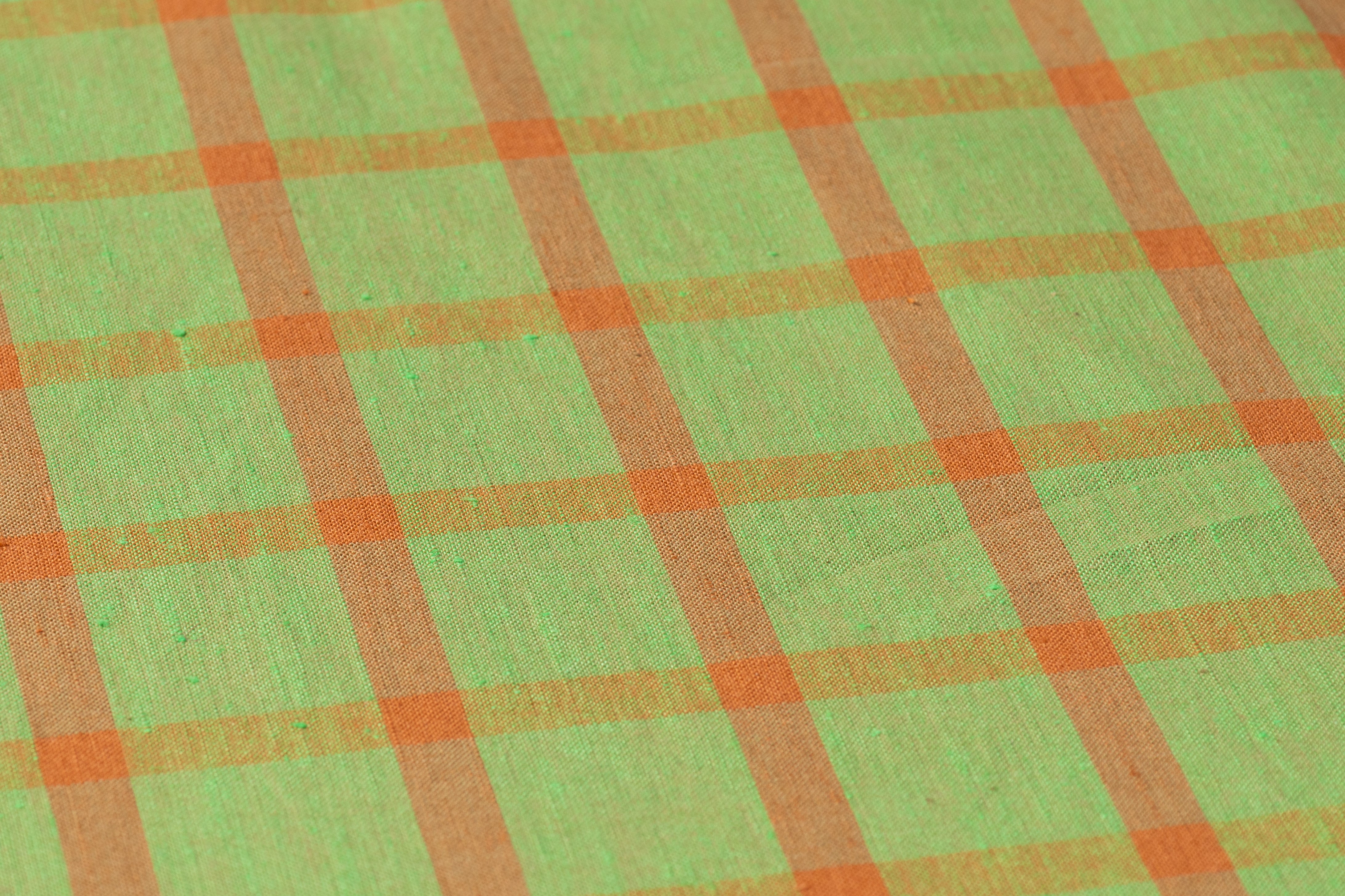 Checked Italian Linen - Green / Rust