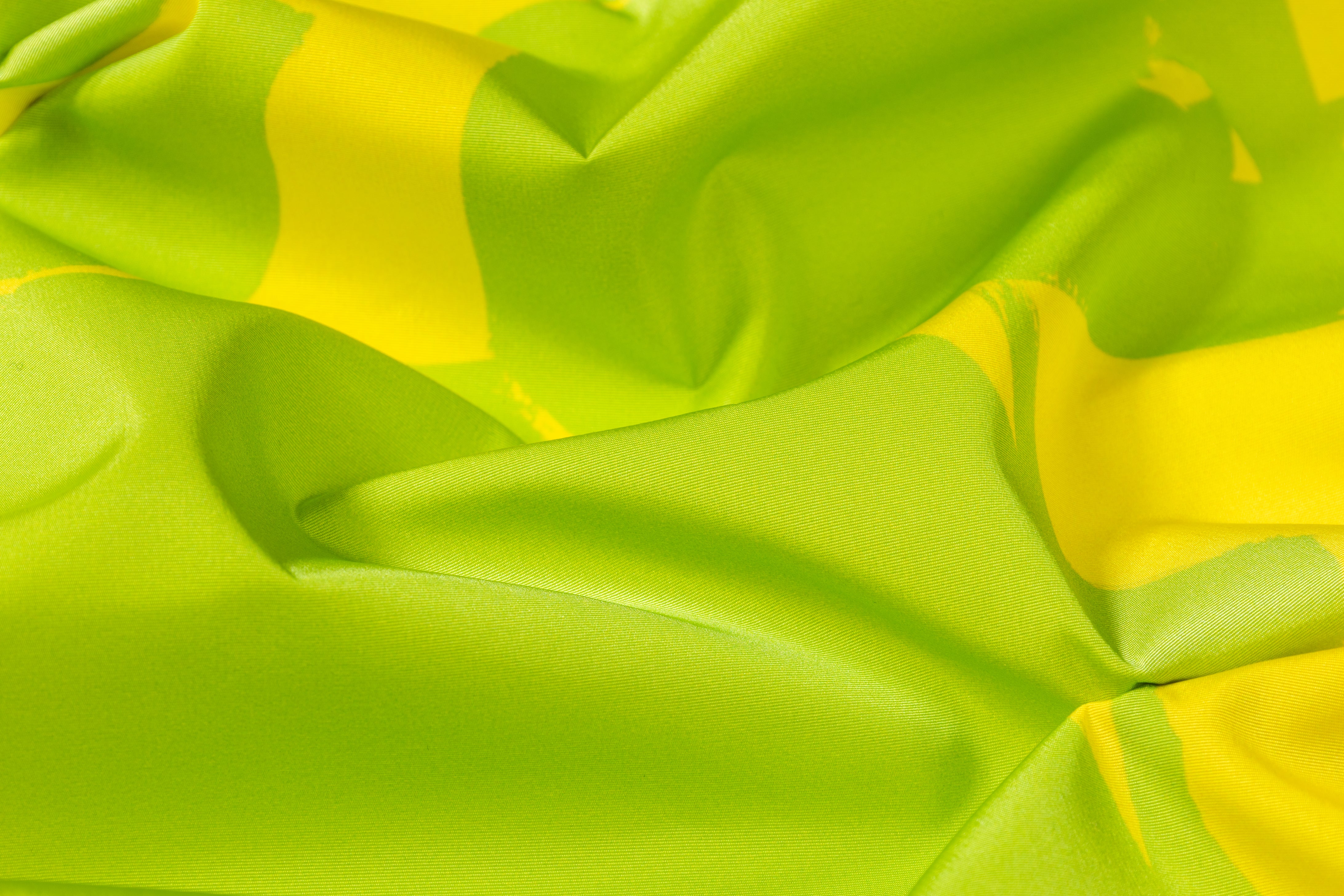 Floral Italian Poly Faille - Green / Yellow