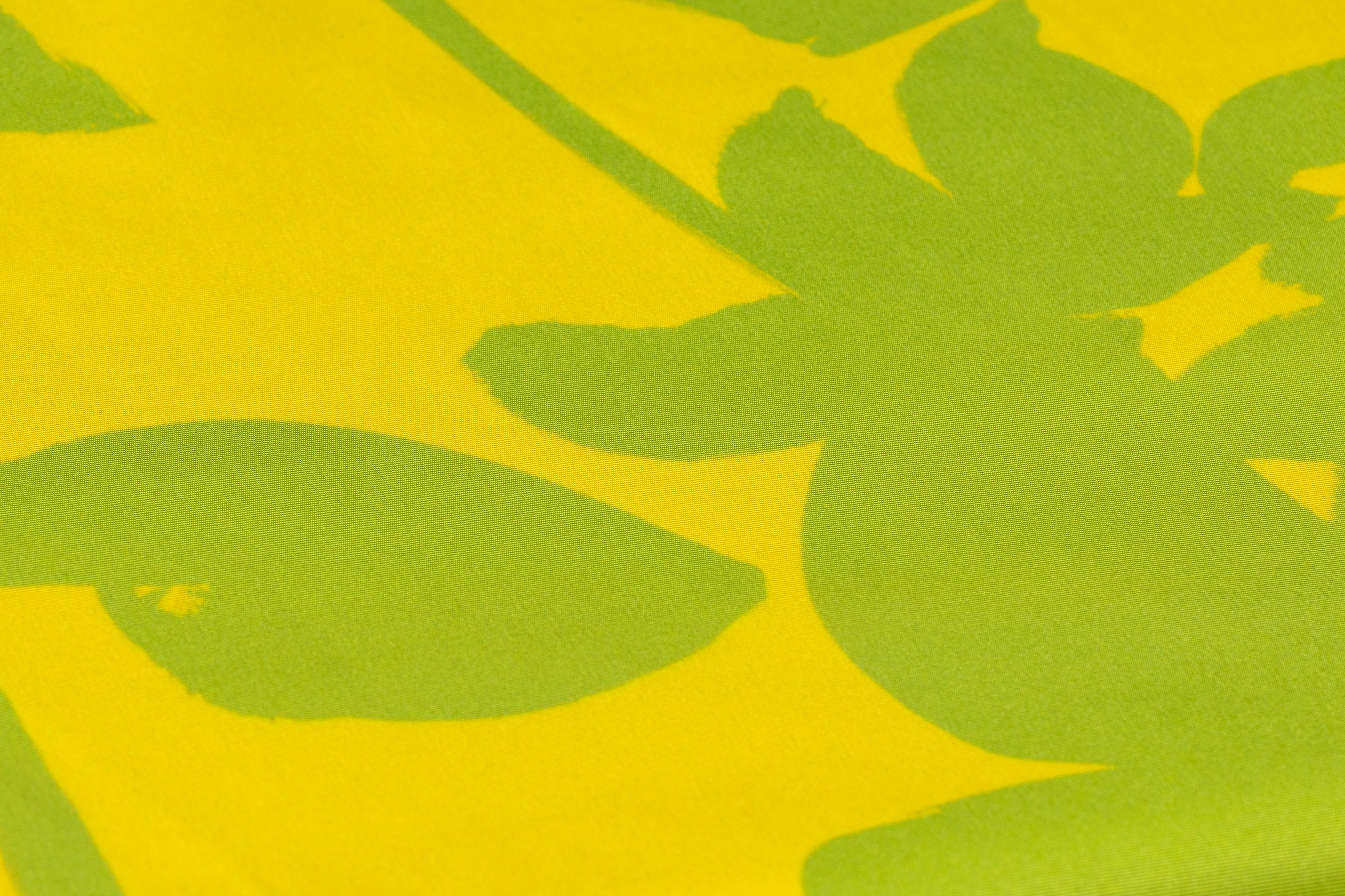 Floral Italian Poly Faille - Green / Yellow