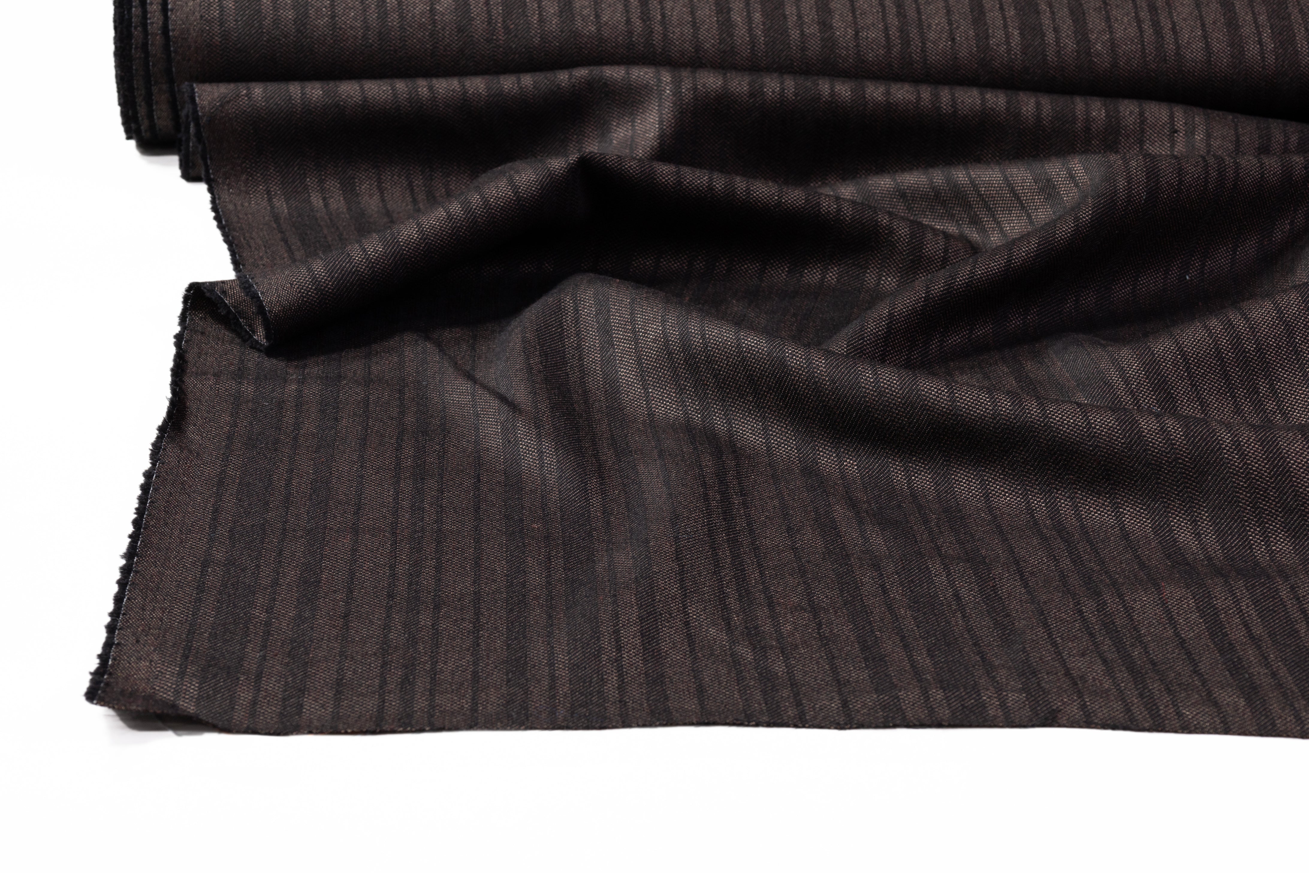 Striped Italian Wool Suiting - Brown