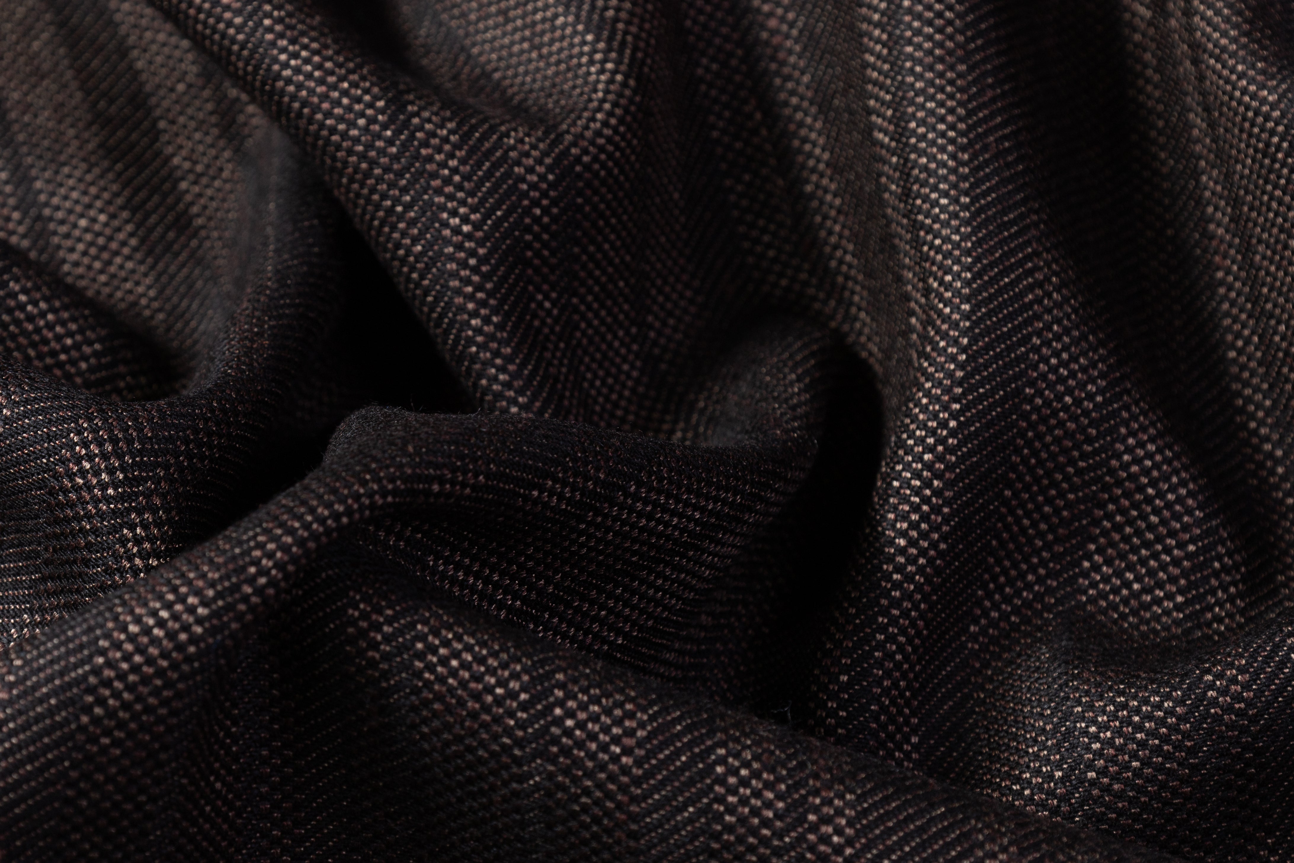 Striped Italian Wool Suiting - Brown