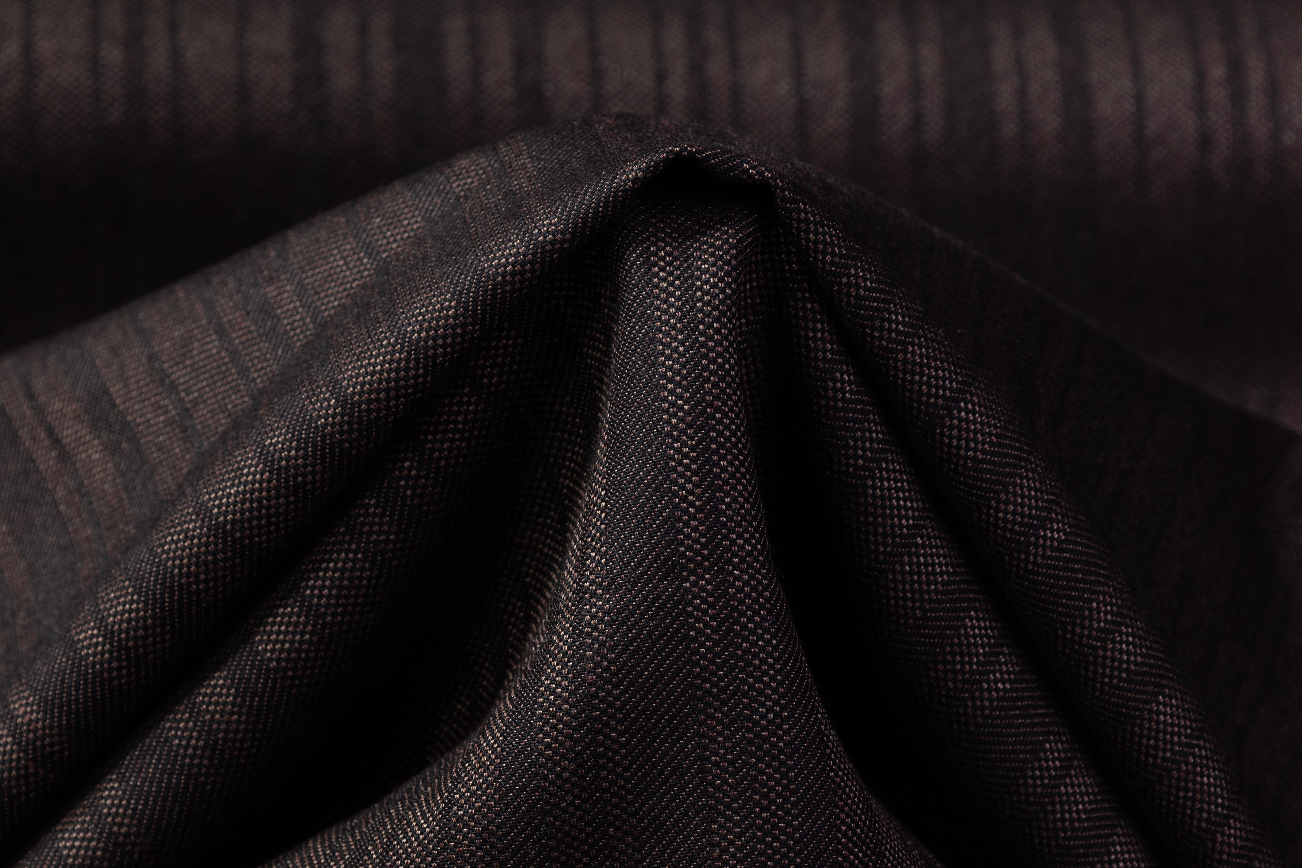 Striped Italian Wool Suiting - Brown