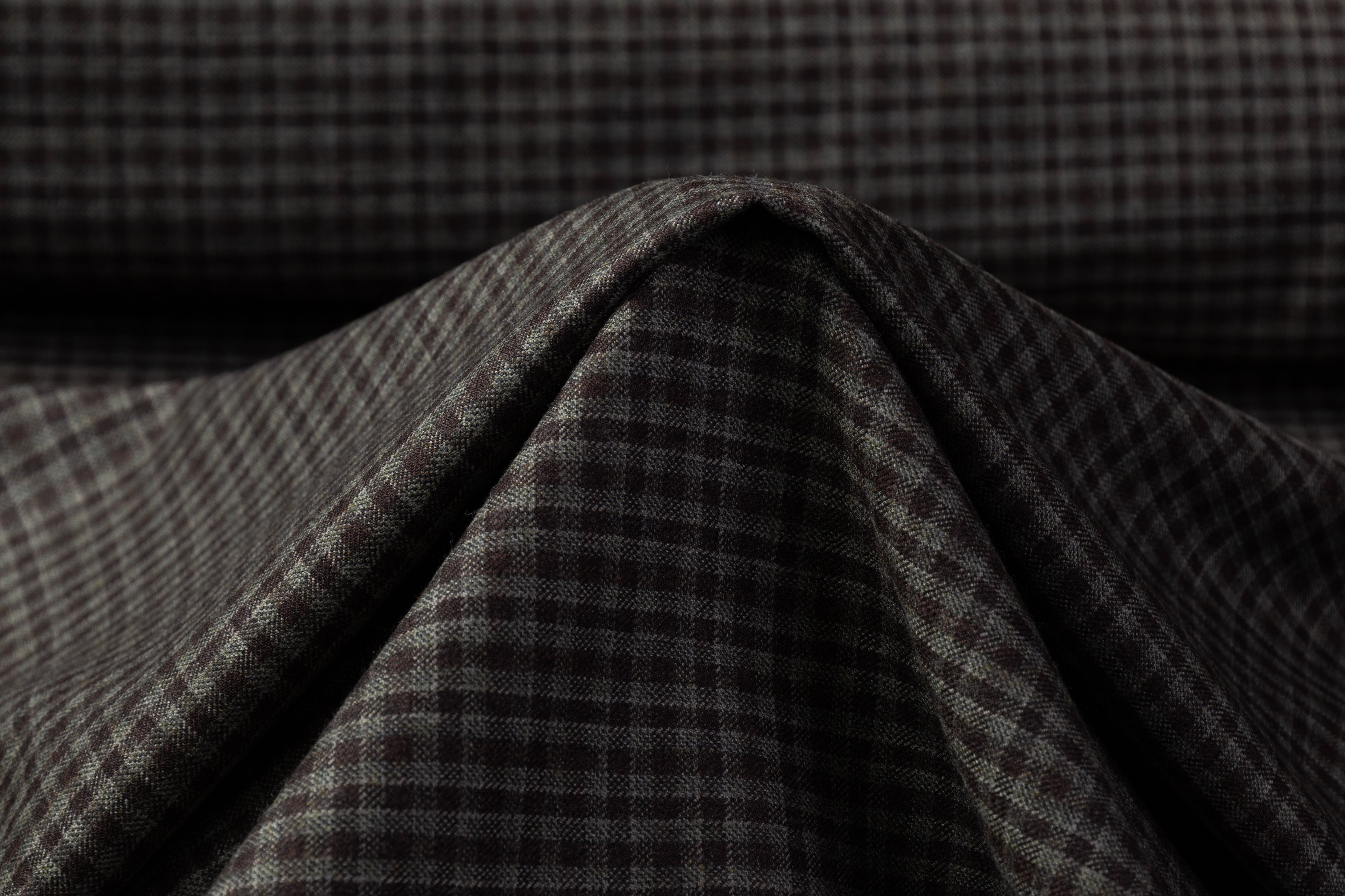 Reda - Super 110s Italian Wool Flannel Suiting - Green / Brown