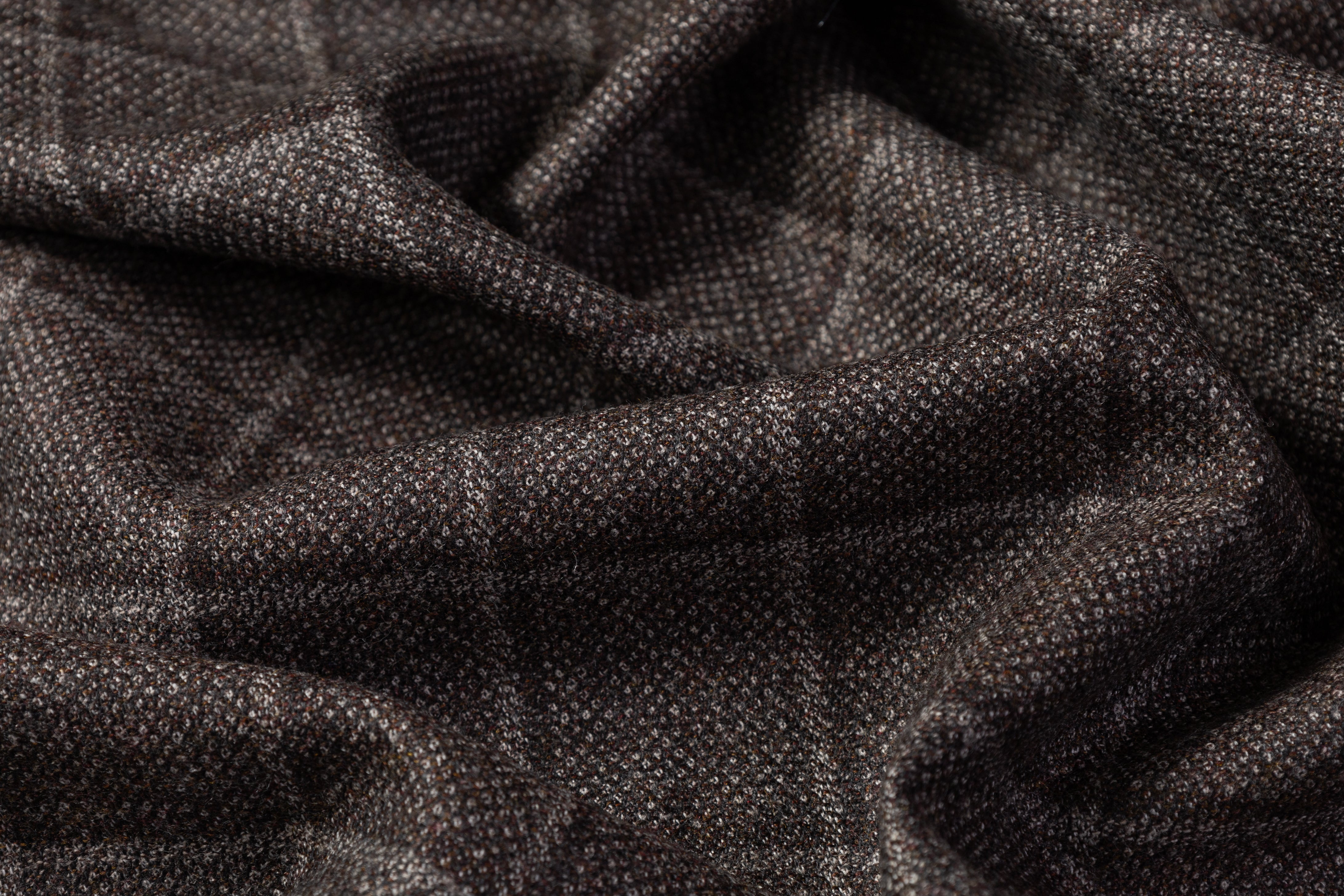 Checked Italian Wool Flannel Suiting - Brown