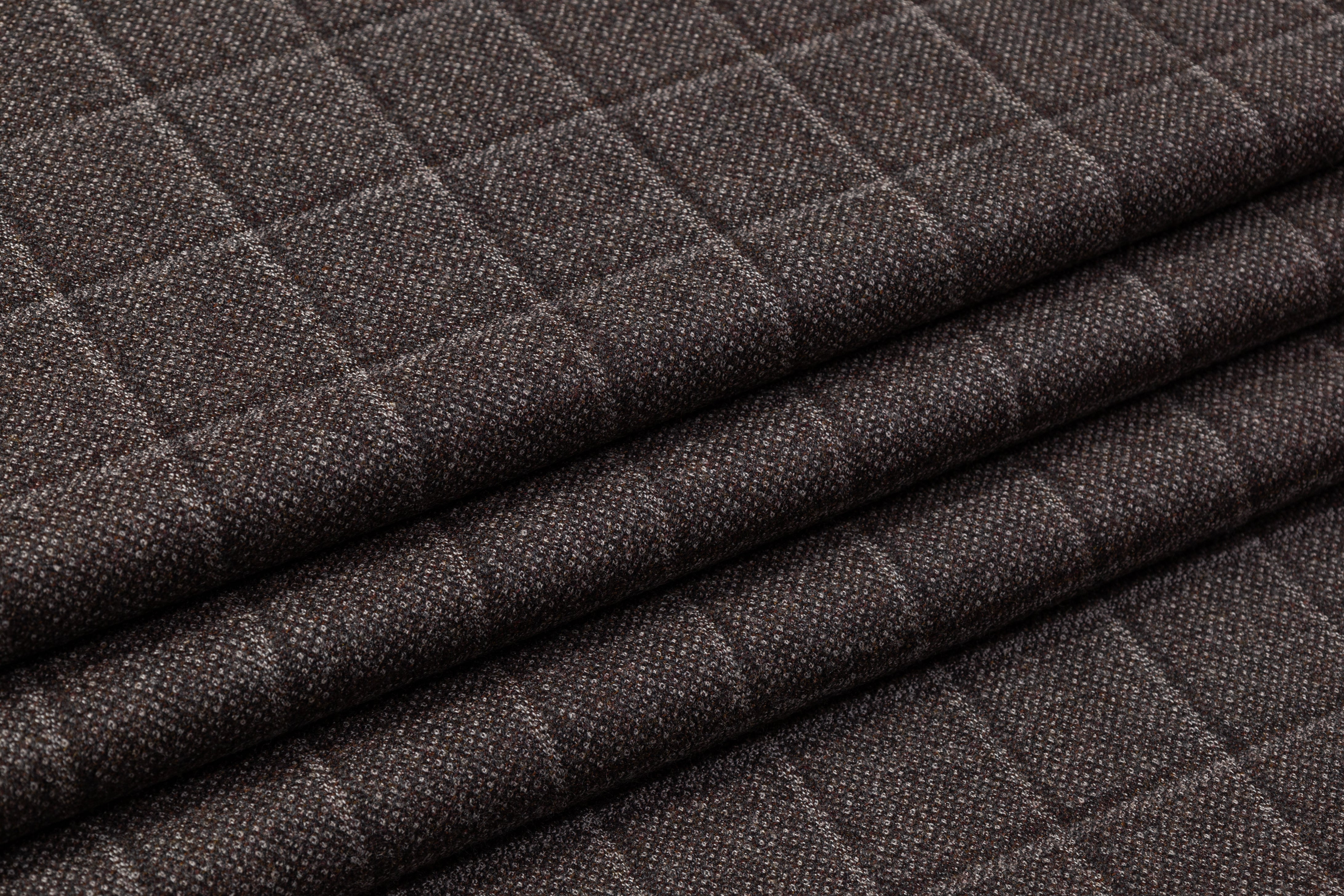 Checked Italian Wool Flannel Suiting - Brown
