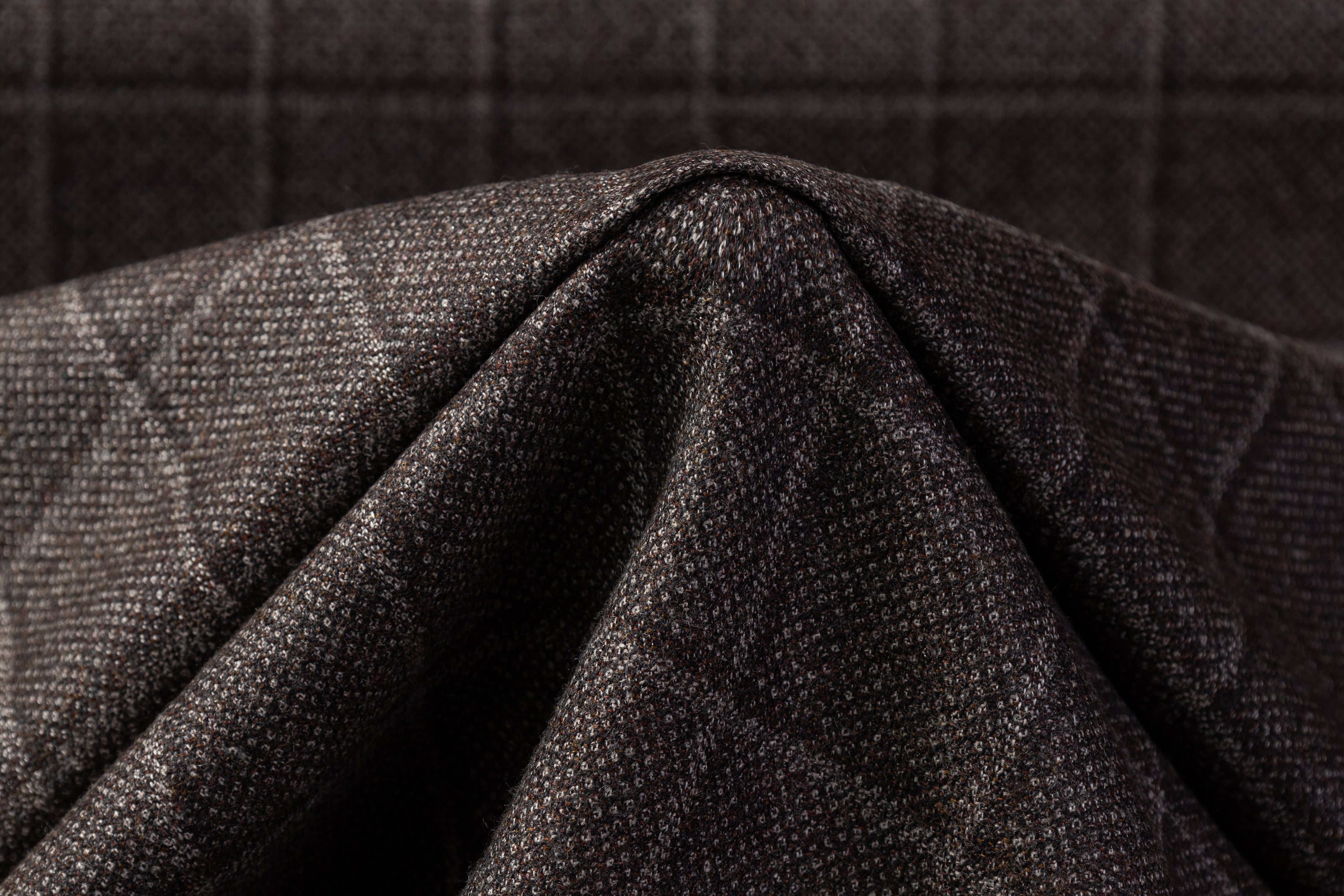 Checked Italian Wool Flannel Suiting - Brown