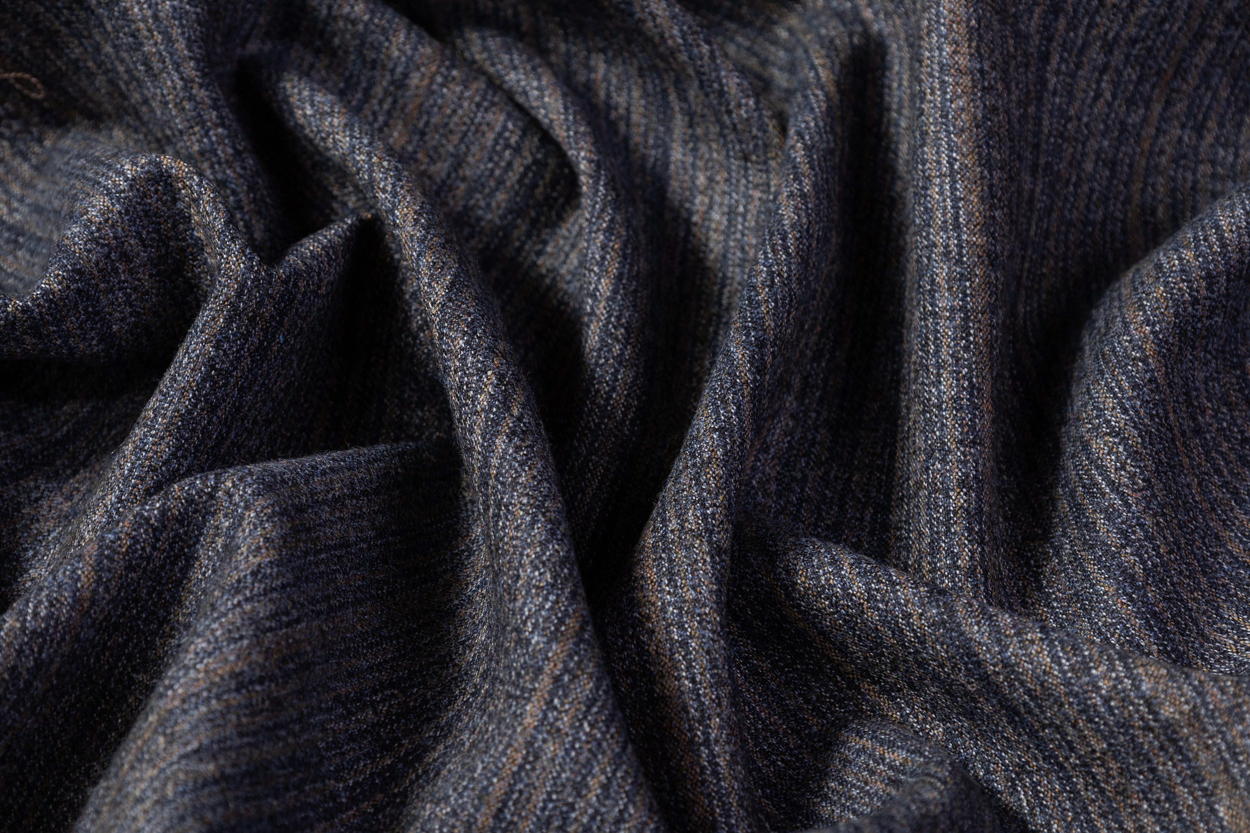 Striped Italian Wool Flannel Suiting - Gray / Blue
