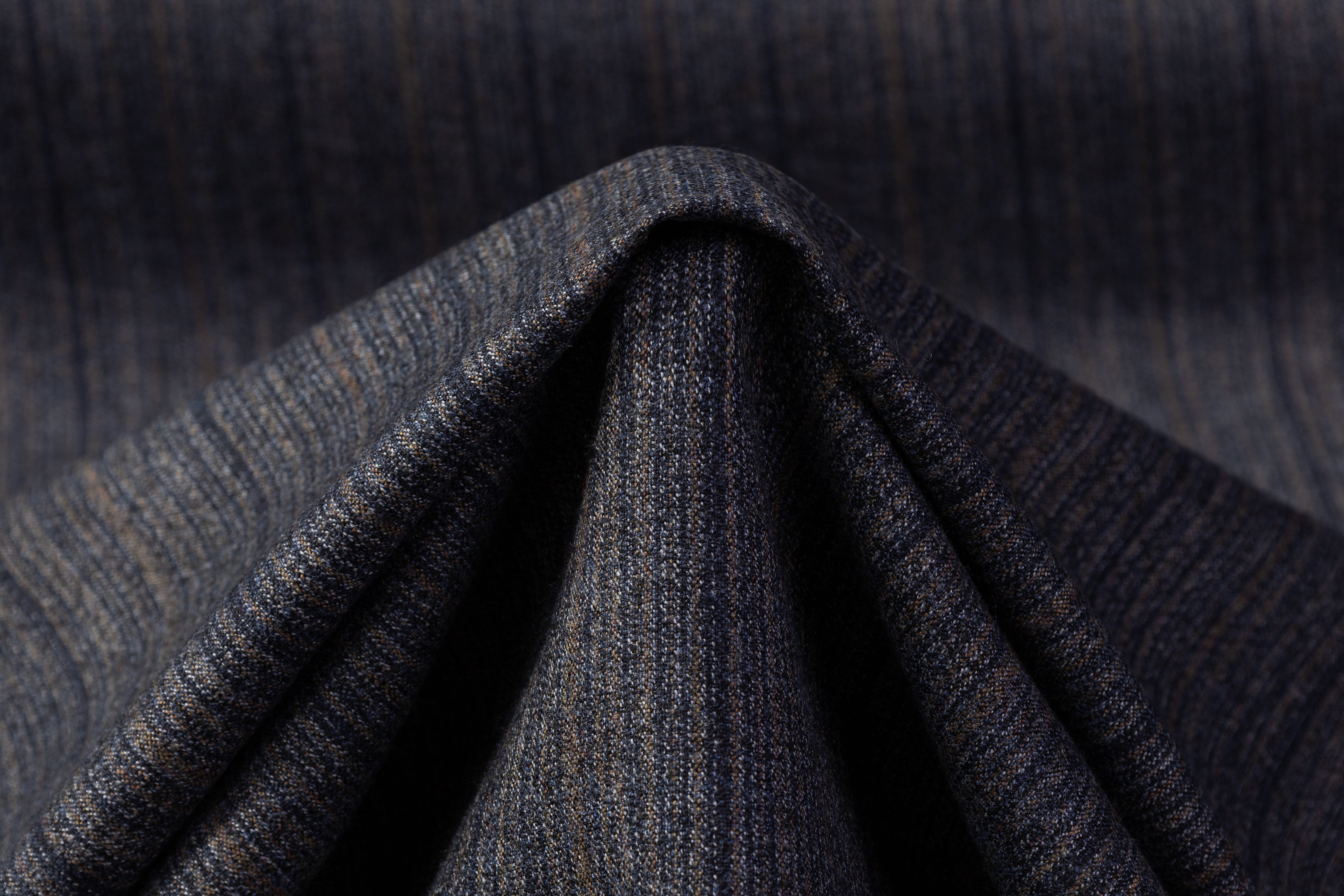 Striped Italian Wool Flannel Suiting - Gray / Blue