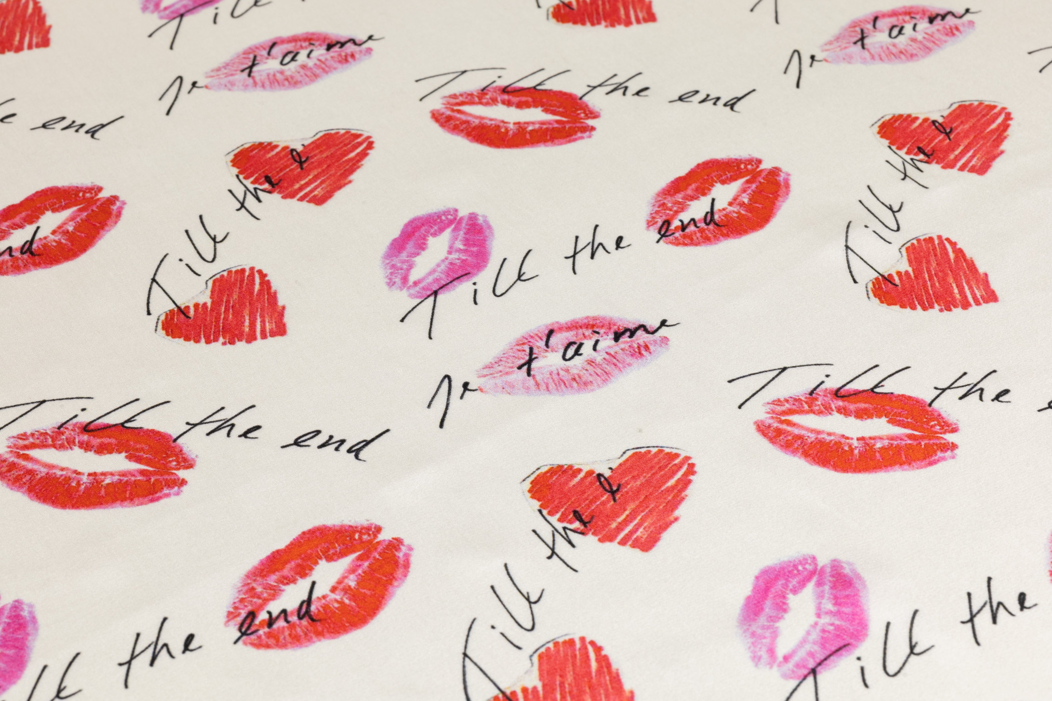 French Kiss - Italian Silk Charmeuse - Ivory / Pink