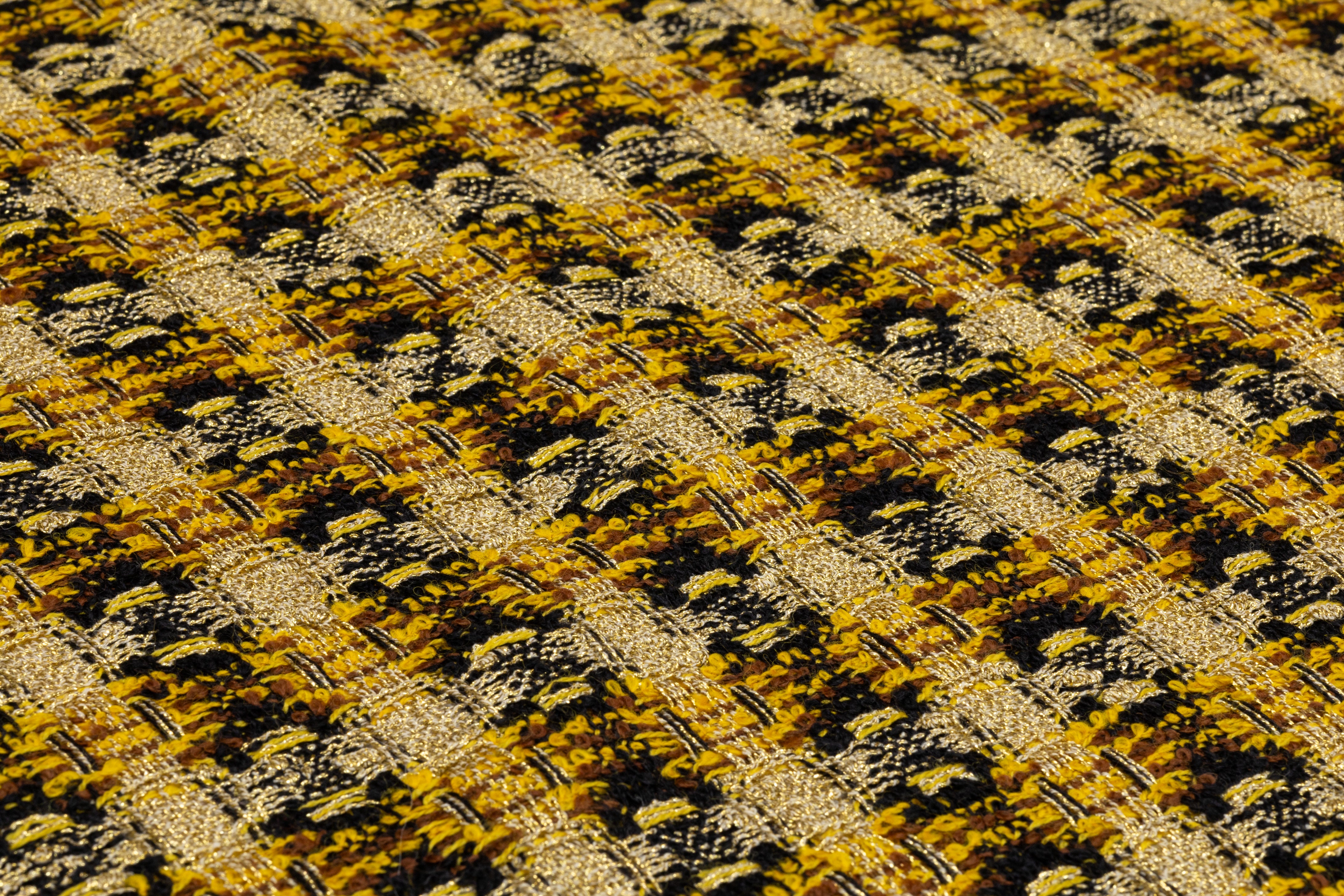 Metallic Italian Wool Blend Tweed Boucle - Gold / Black