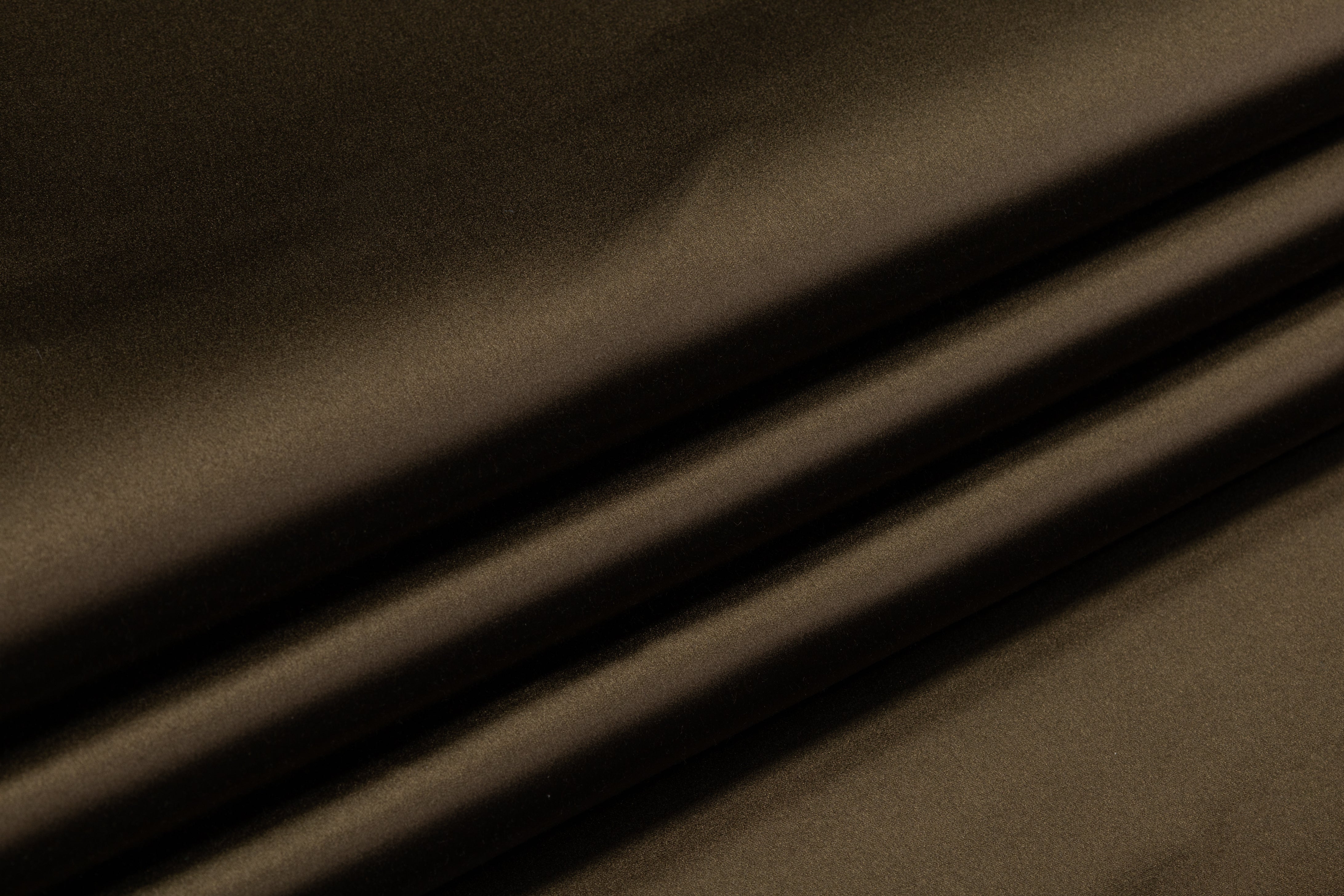 Italian Cotton Backed Silk Viscose Satin - Bronze Olive