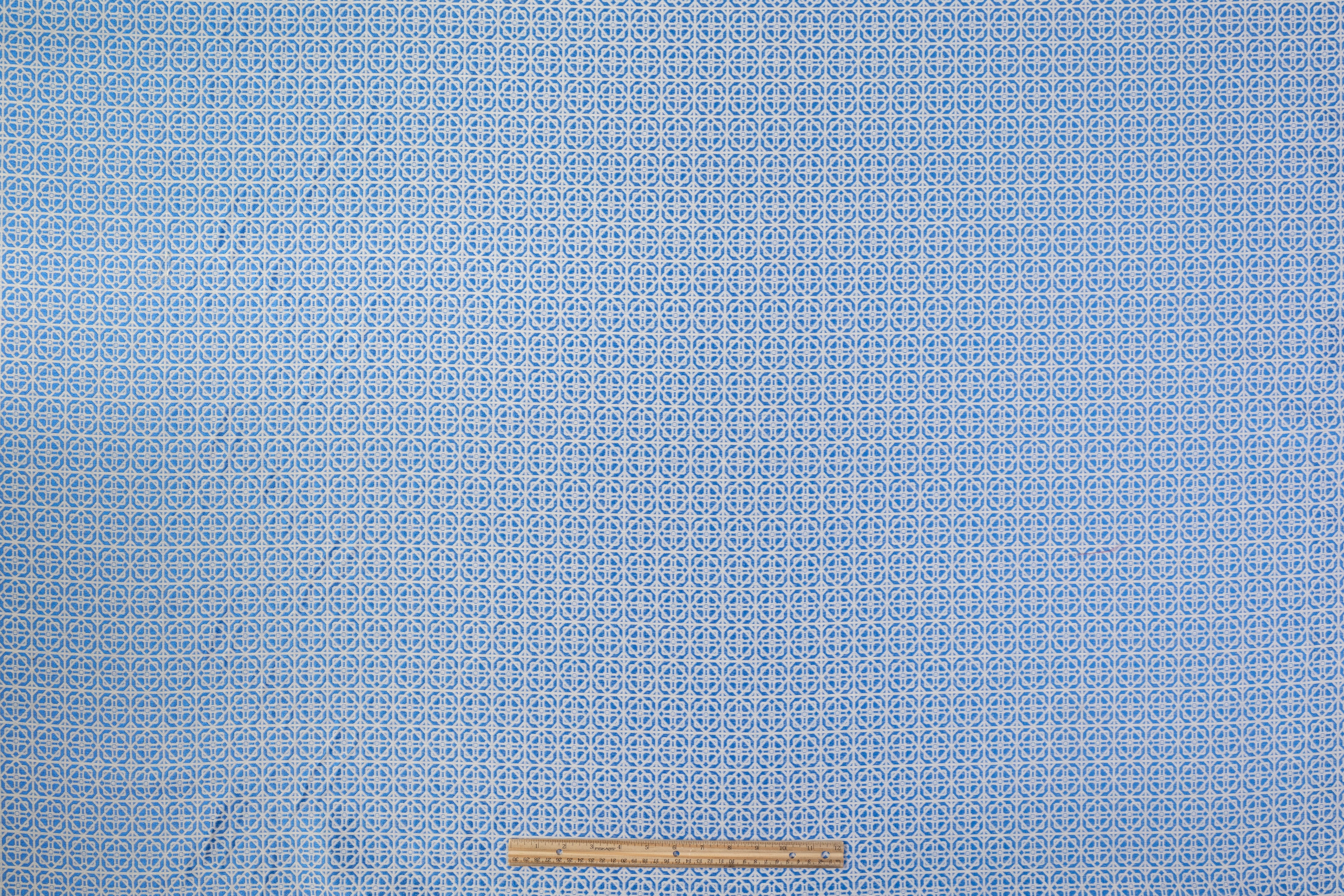 Geometric Brocade - Blue / White