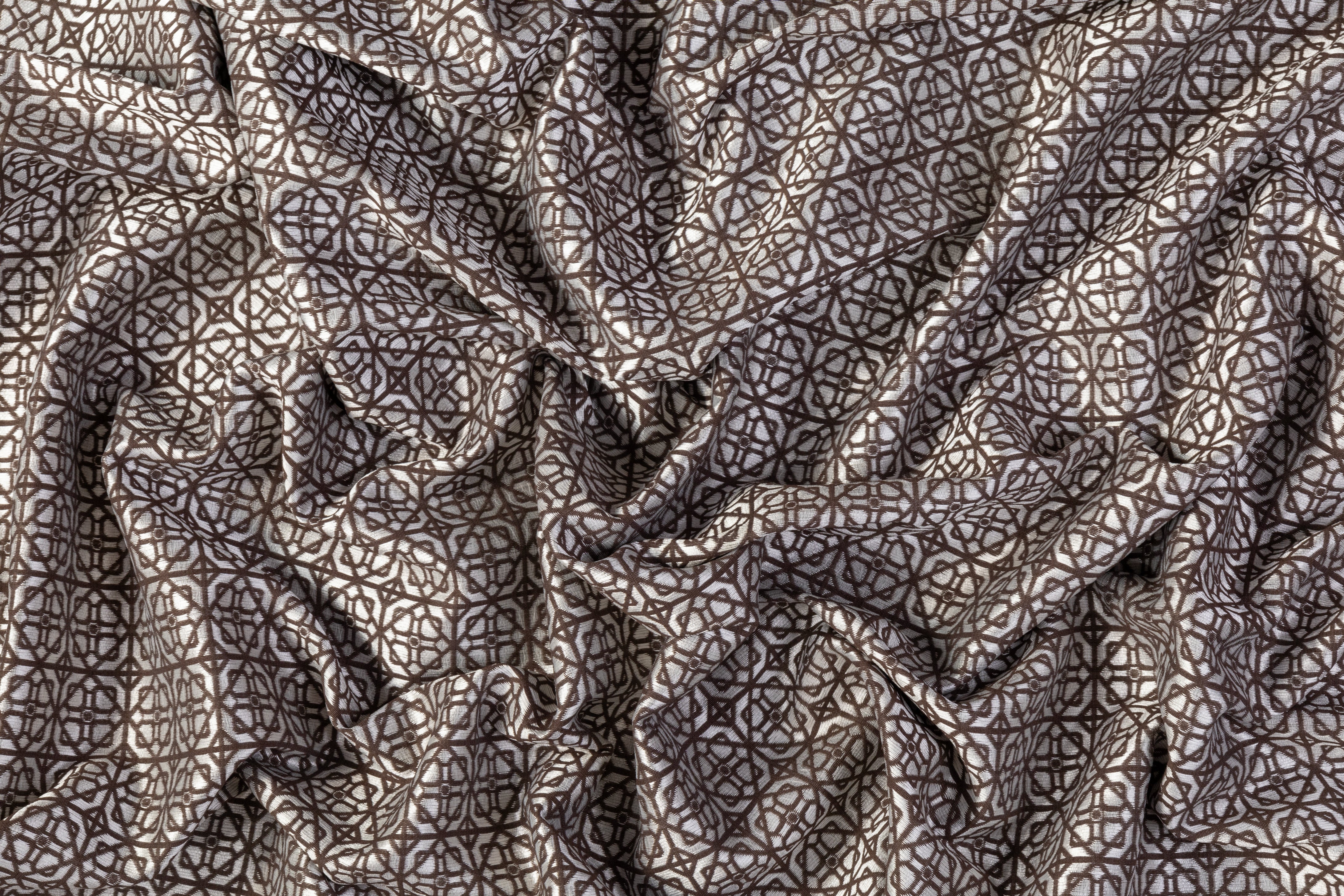 Geometric Brocade - Brown / White