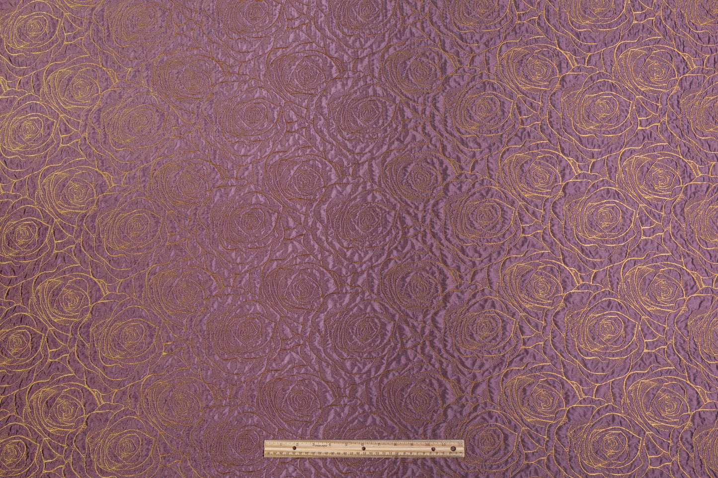 Floral Crushed Metallic Brocade - Gold / Purple