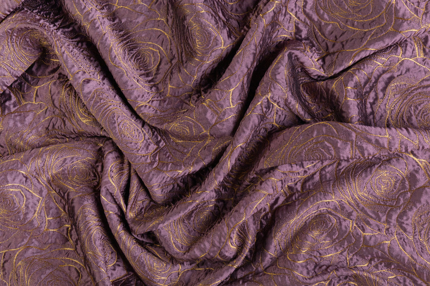 Floral Crushed Metallic Brocade - Gold / Purple