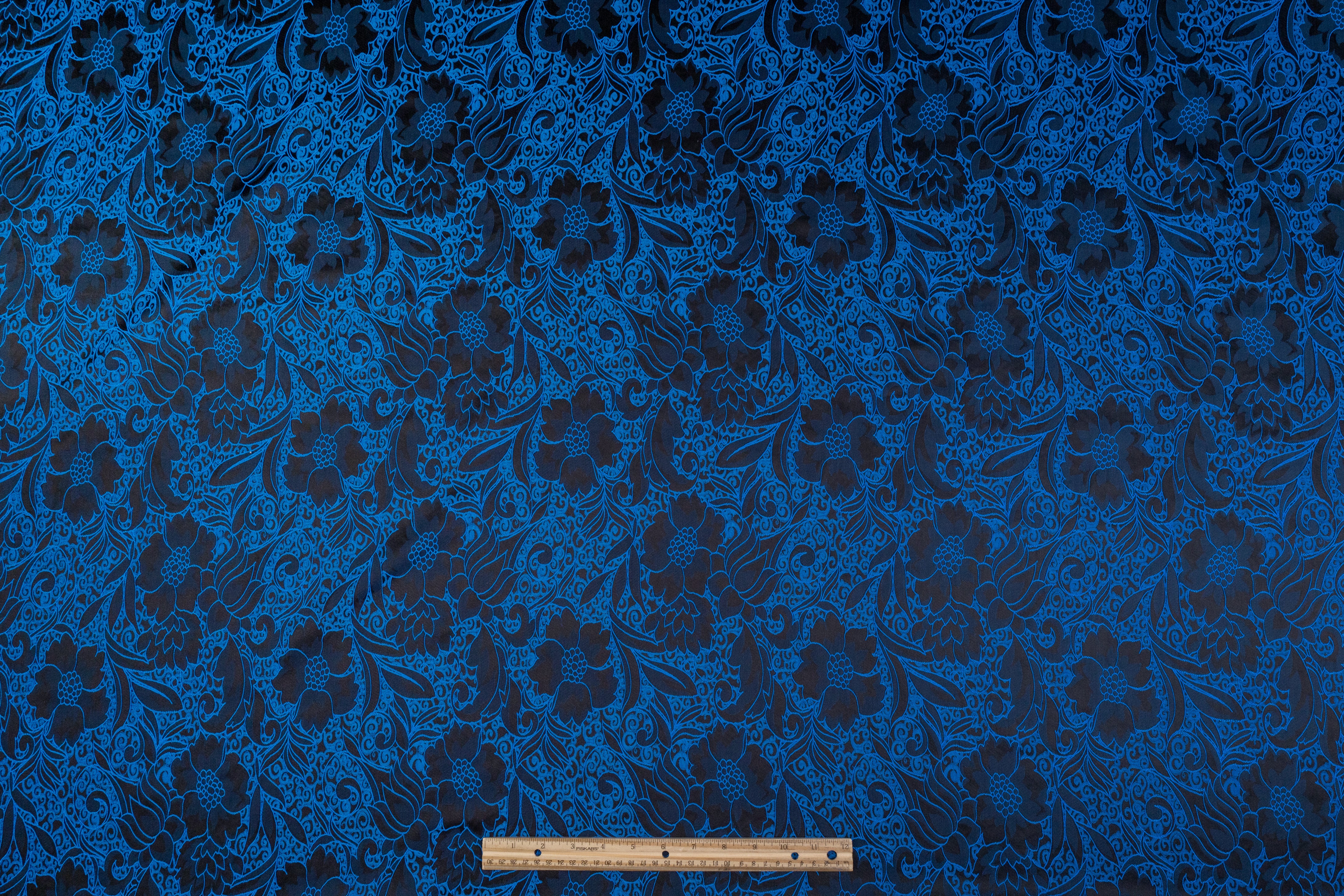 Floral Brocade - Royal Blue / Black