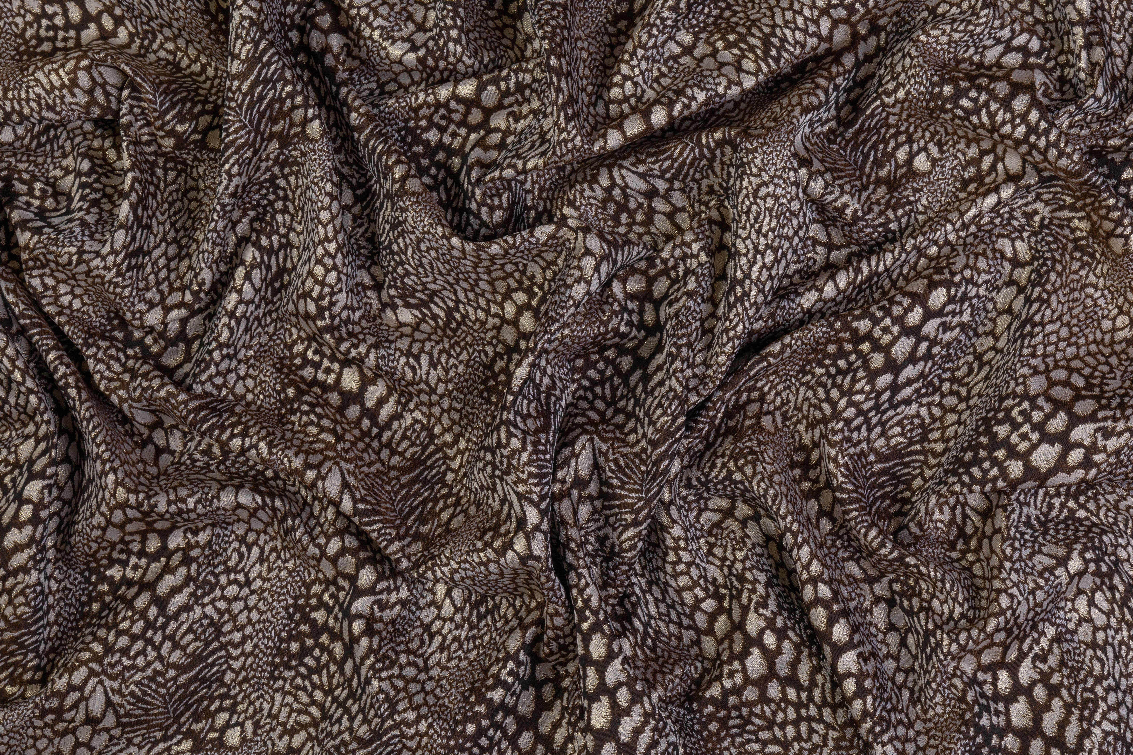Snake Skin Design Metallic Brocade - Brown / Gold / Taupe
