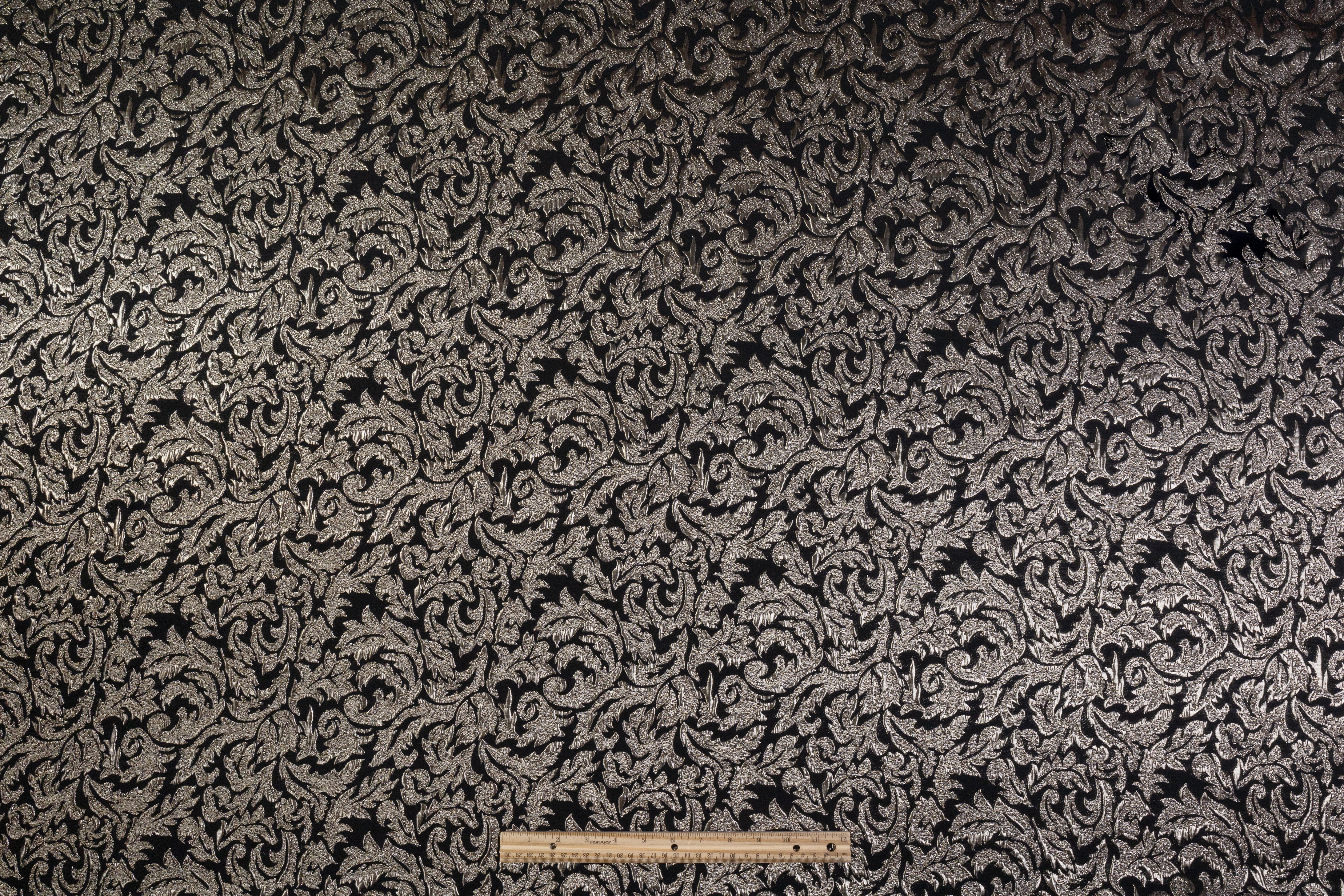 Metallic Brocade - Black / Platinum Gray