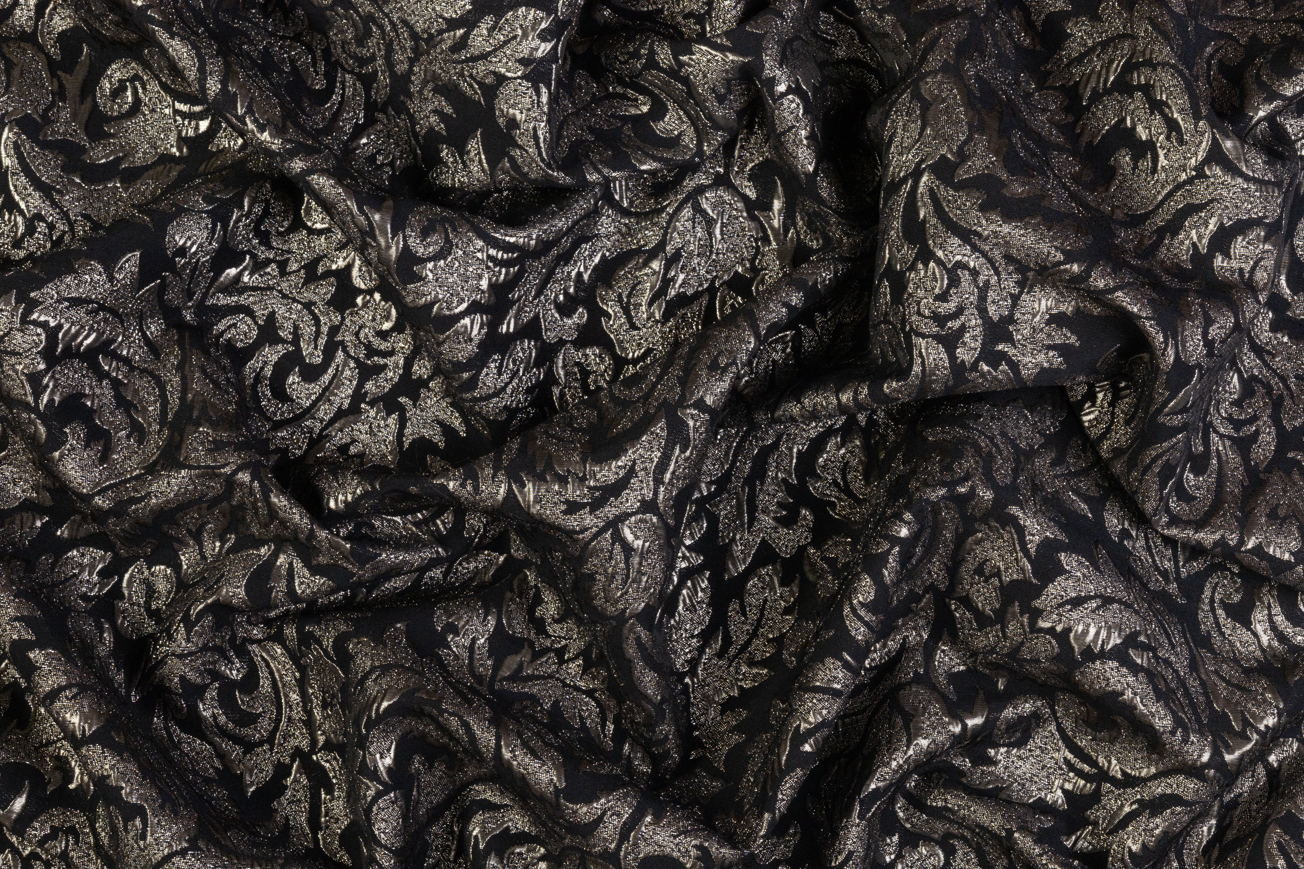 Metallic Brocade - Black / Platinum Gray