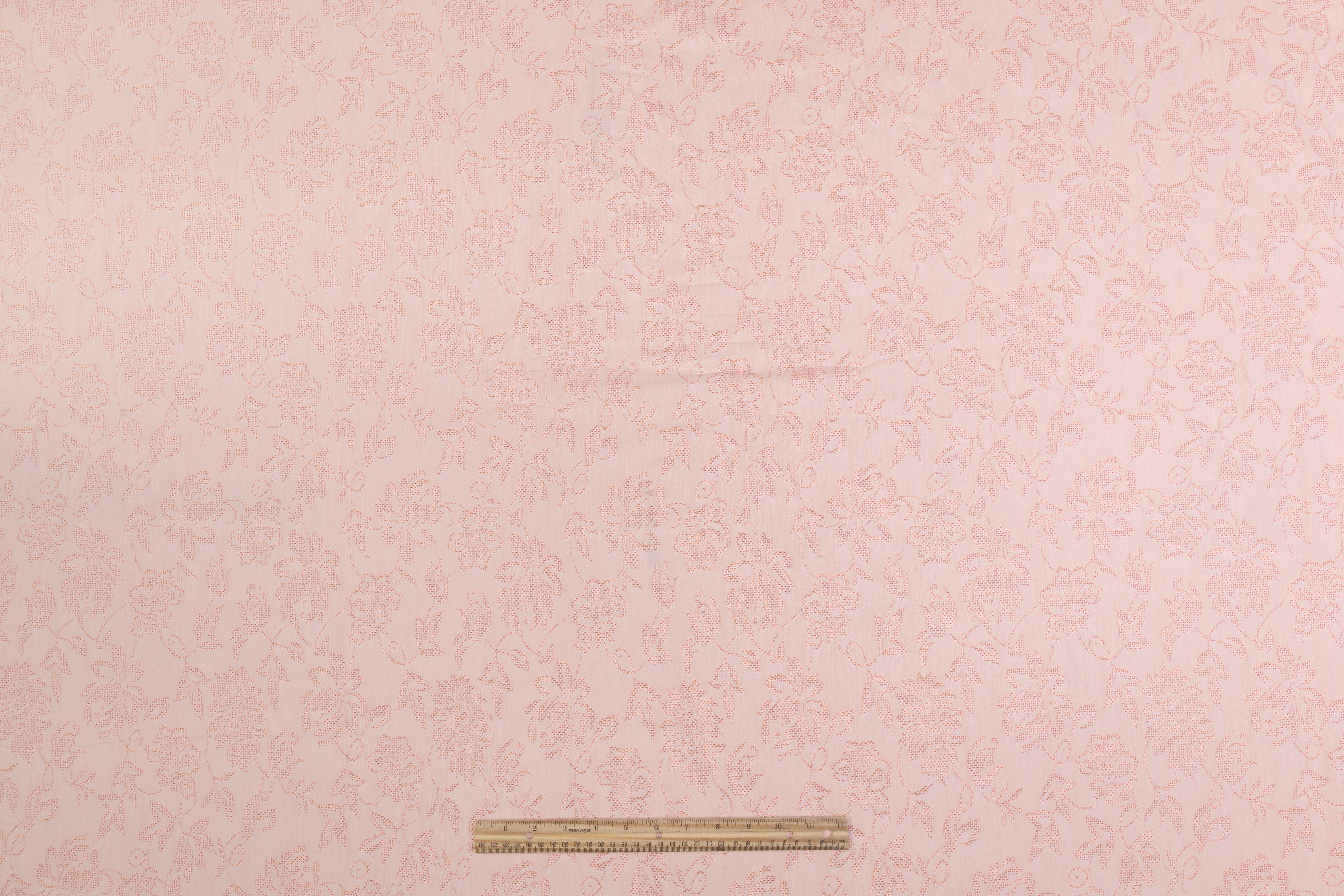 Floral Poly Cotton Brocade - Peach