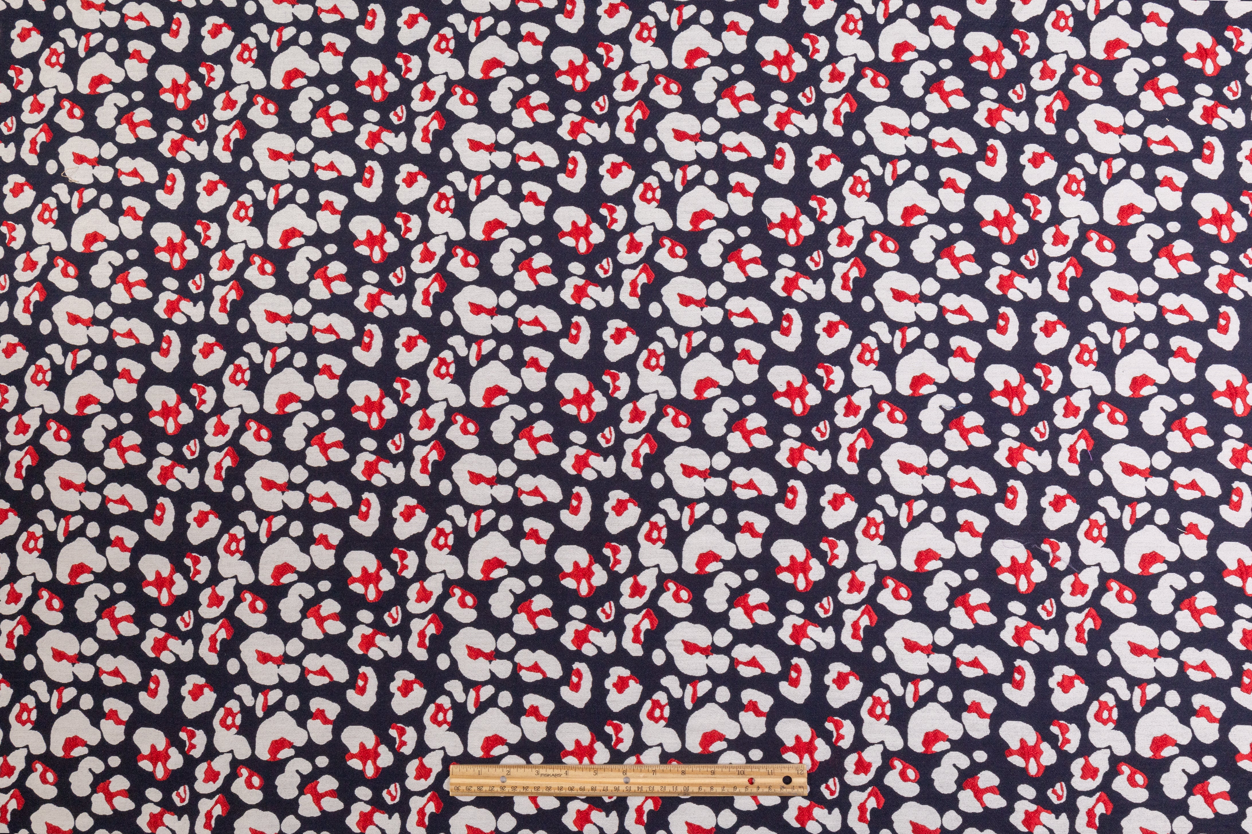 Animal Print Brocade - Red, White, Navy