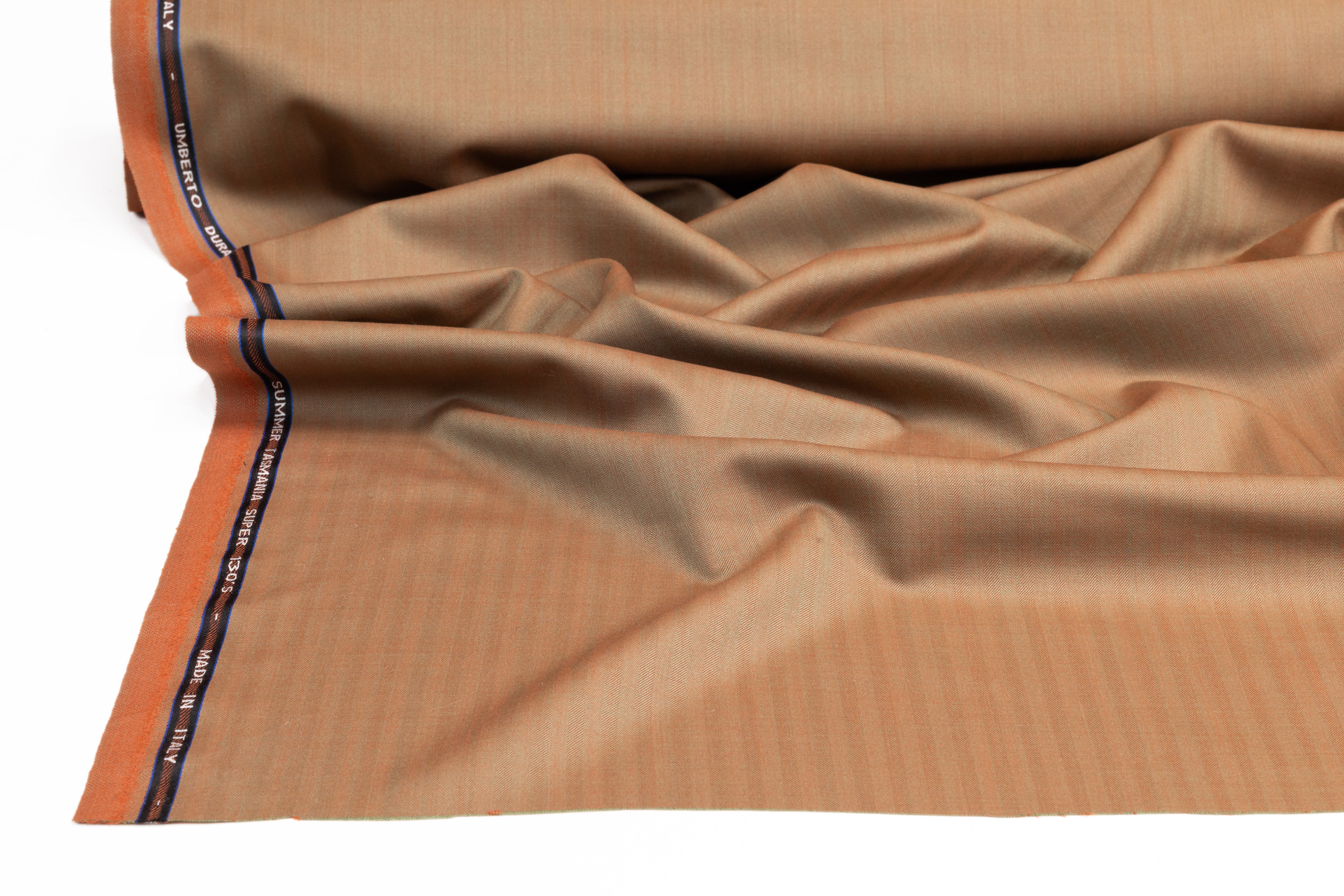 Iridescent Italian Summer Tasmania Super 130s Wool Suiting - Rust / Khaki