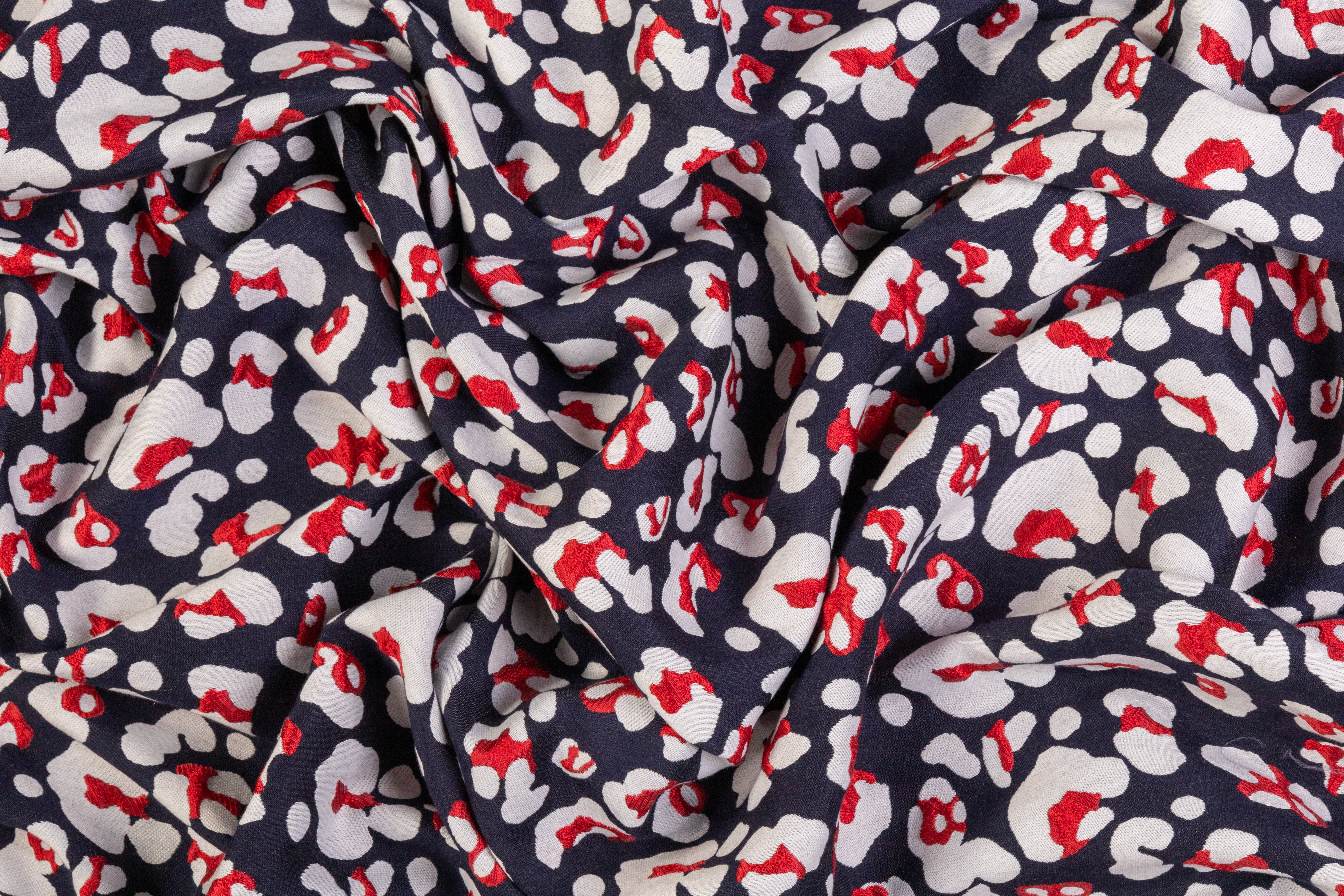 Animal Print Brocade - Red, White, Navy