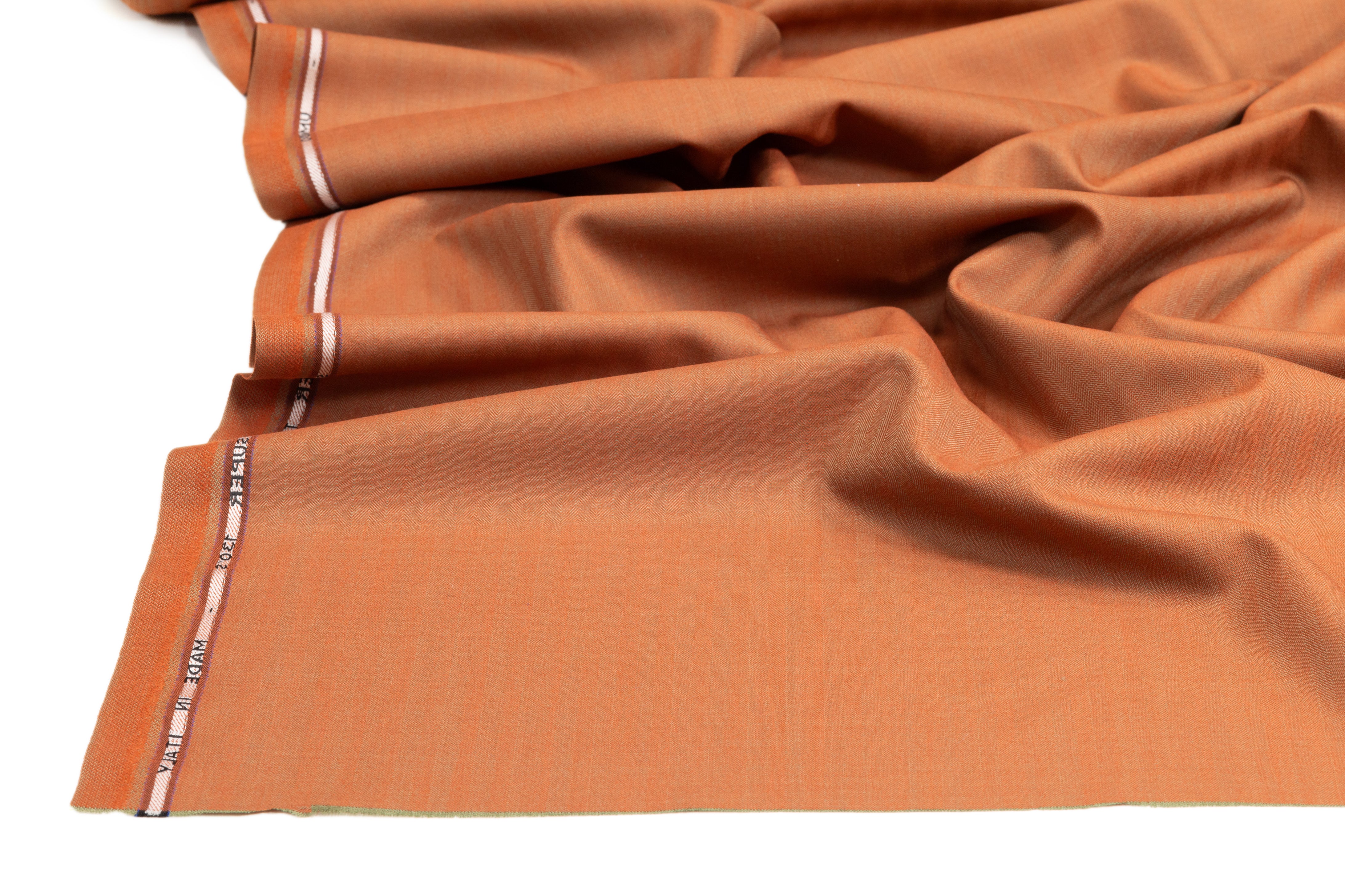 Iridescent Italian Summer Tasmania Super 130s Wool Suiting - Rust / Khaki