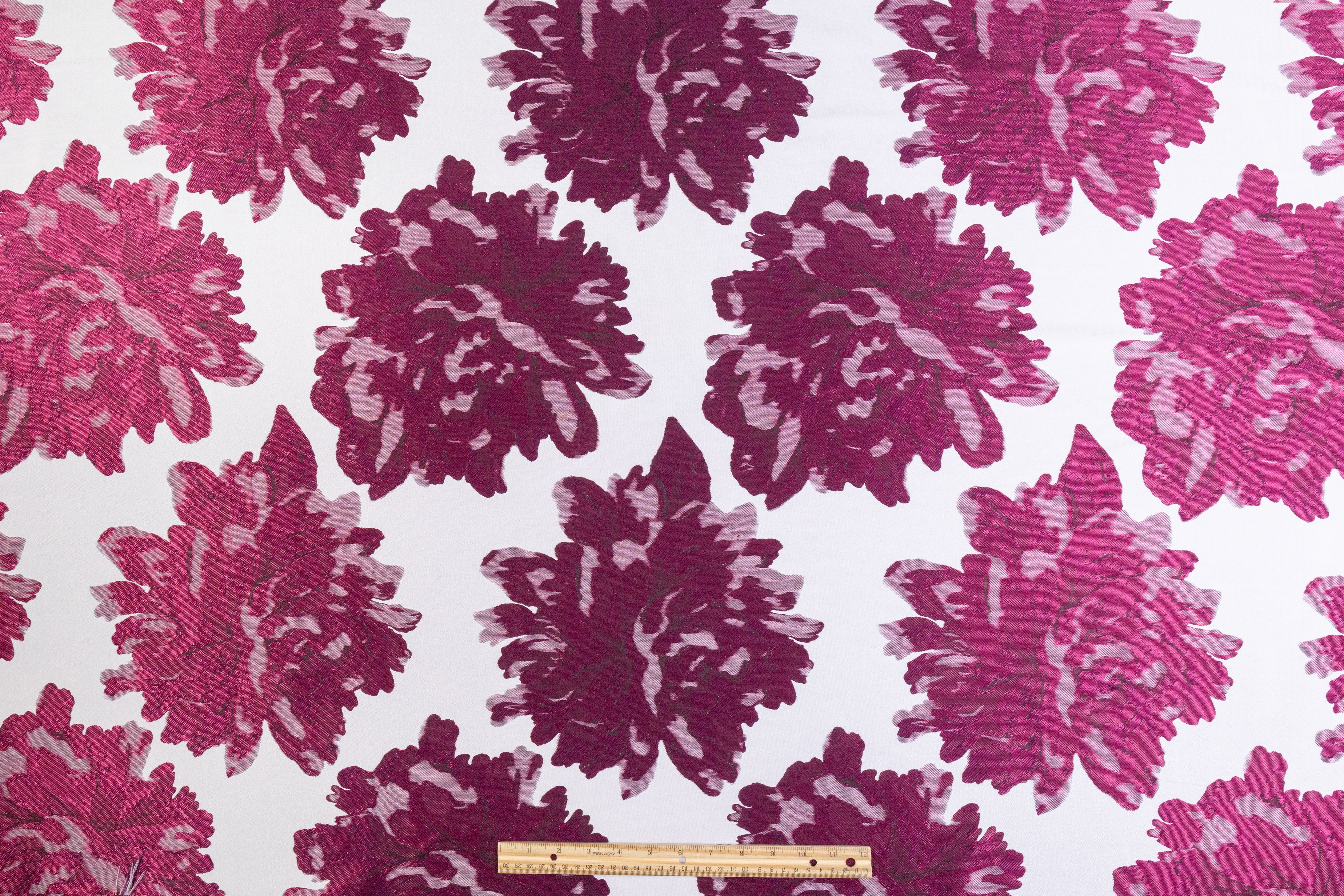 Double Faced Floral Brocade - Purple / Gray