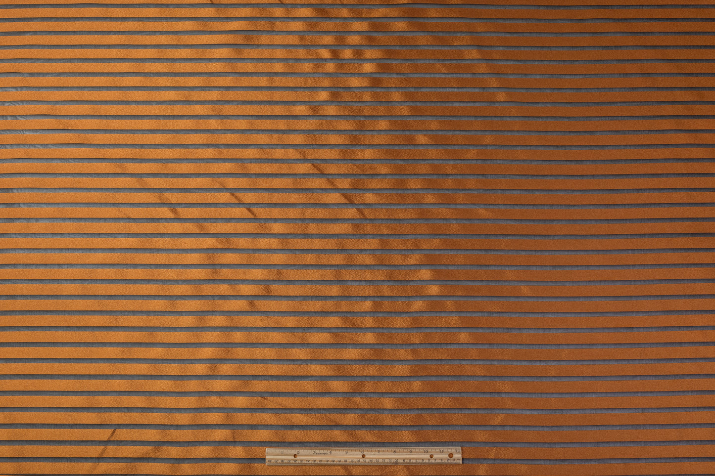 Striped Metallic Italian Silk Organza Burnout - Copper / Black