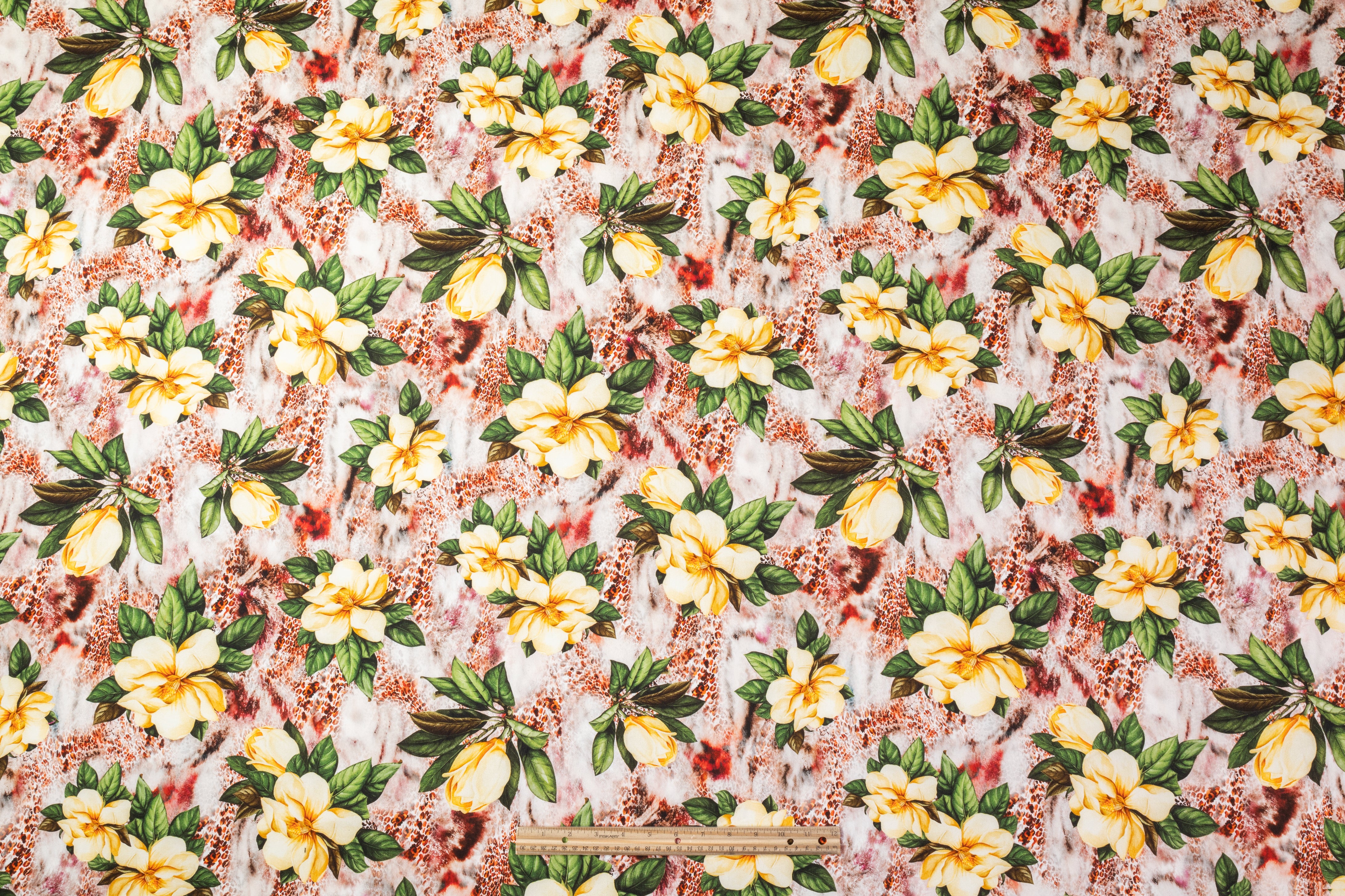 Tropical Printed Italian Cotton Twill - Yellow / Green / Red