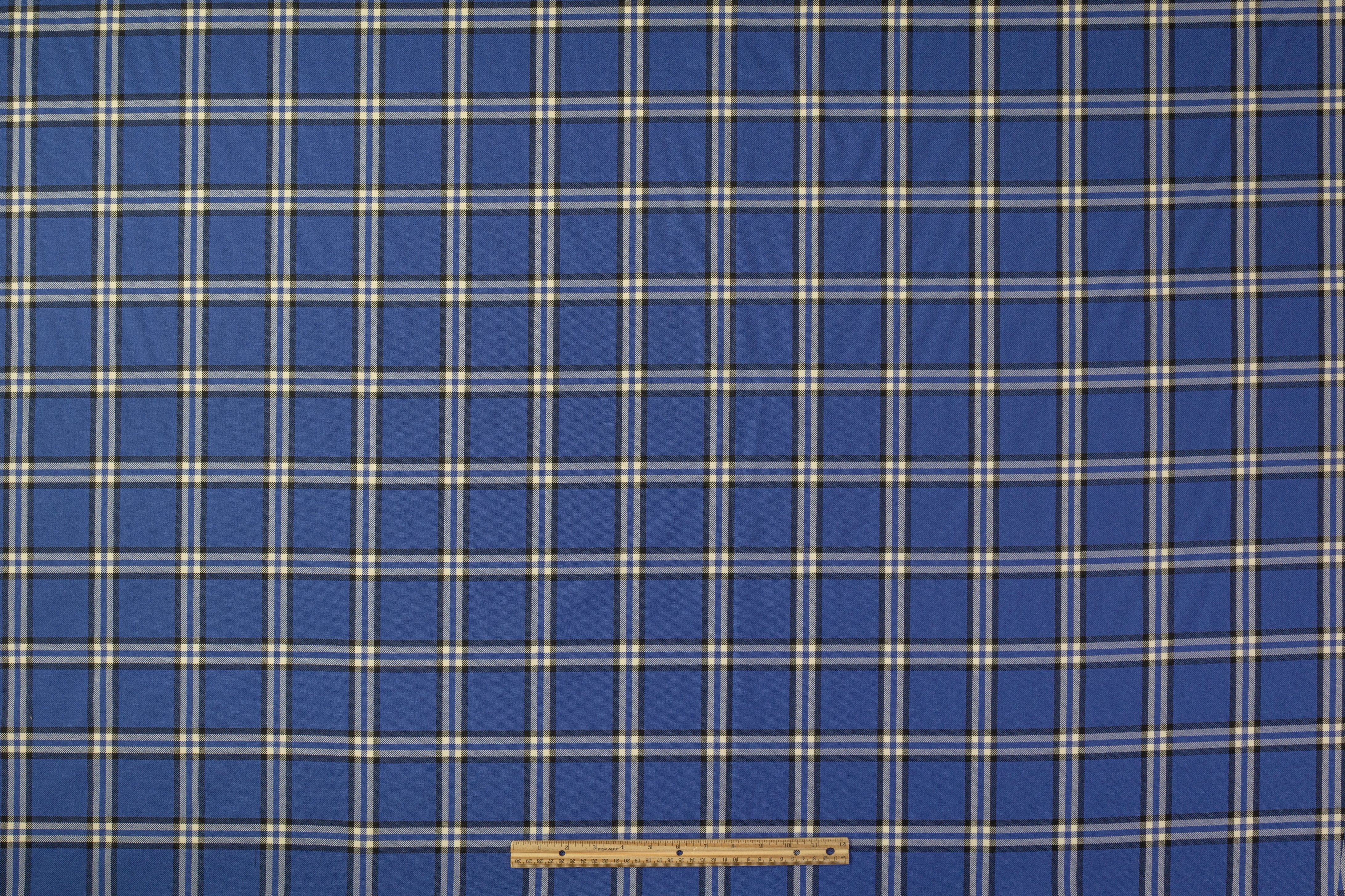 Tartan Italian Wool Suiting - Blue / White
