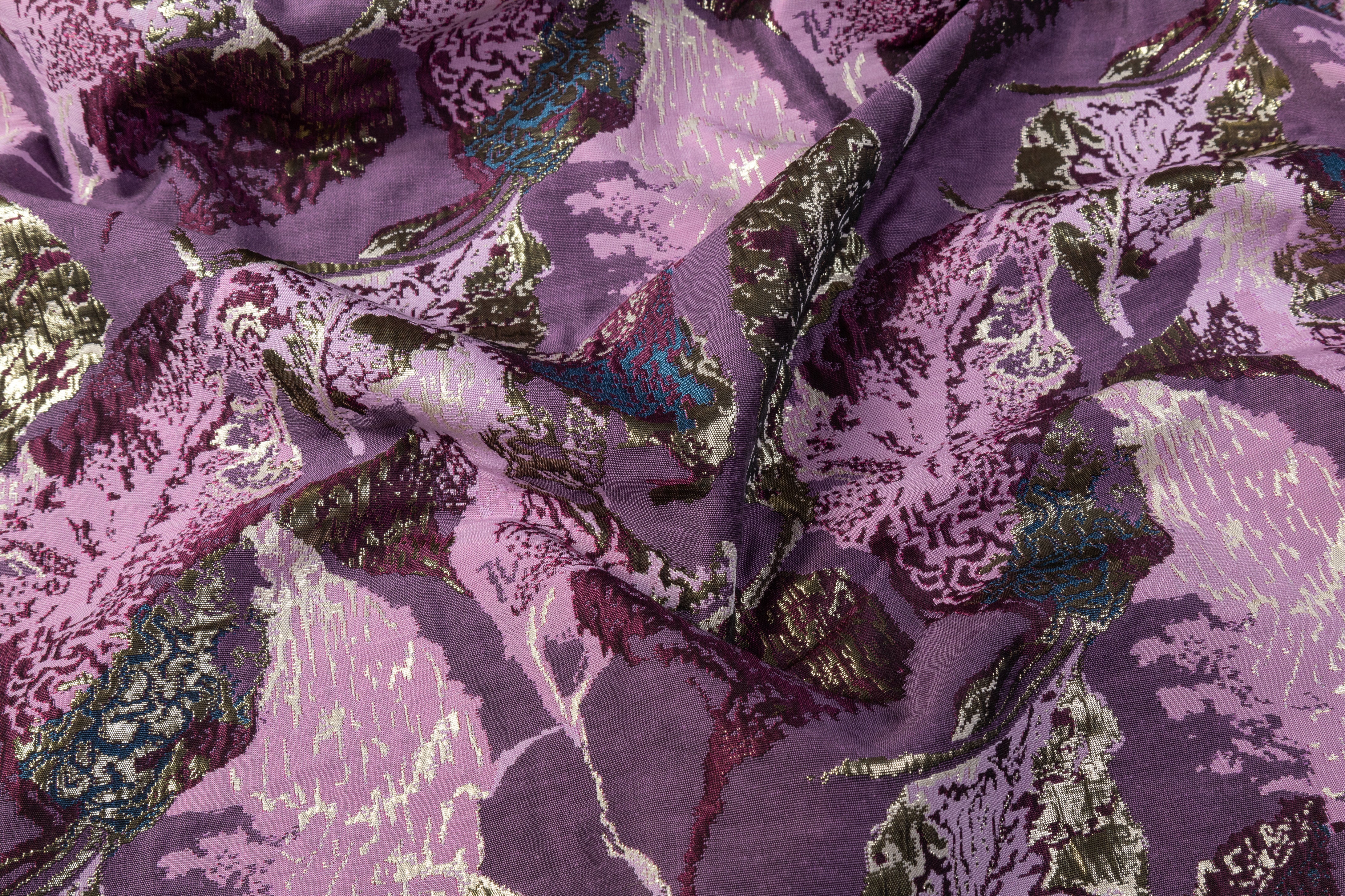 Abstract Metallic Brocade - Purple / Burgundy / Blue